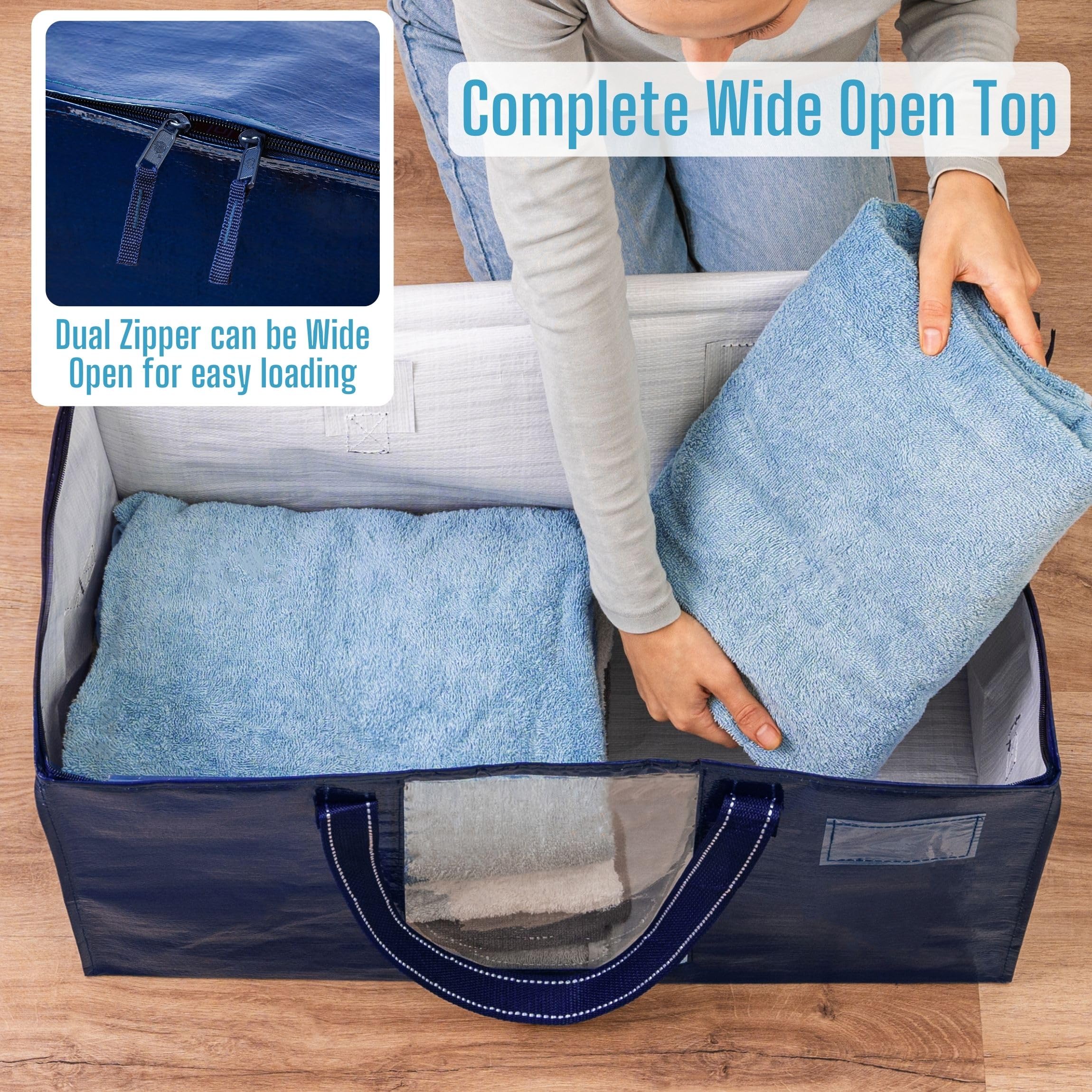 VENO 6 Pack Moving Bags, Comforter and Blanket Storage Bags for Closet, Moving Boxes, Boxes with Lids Alternative, College Dorm