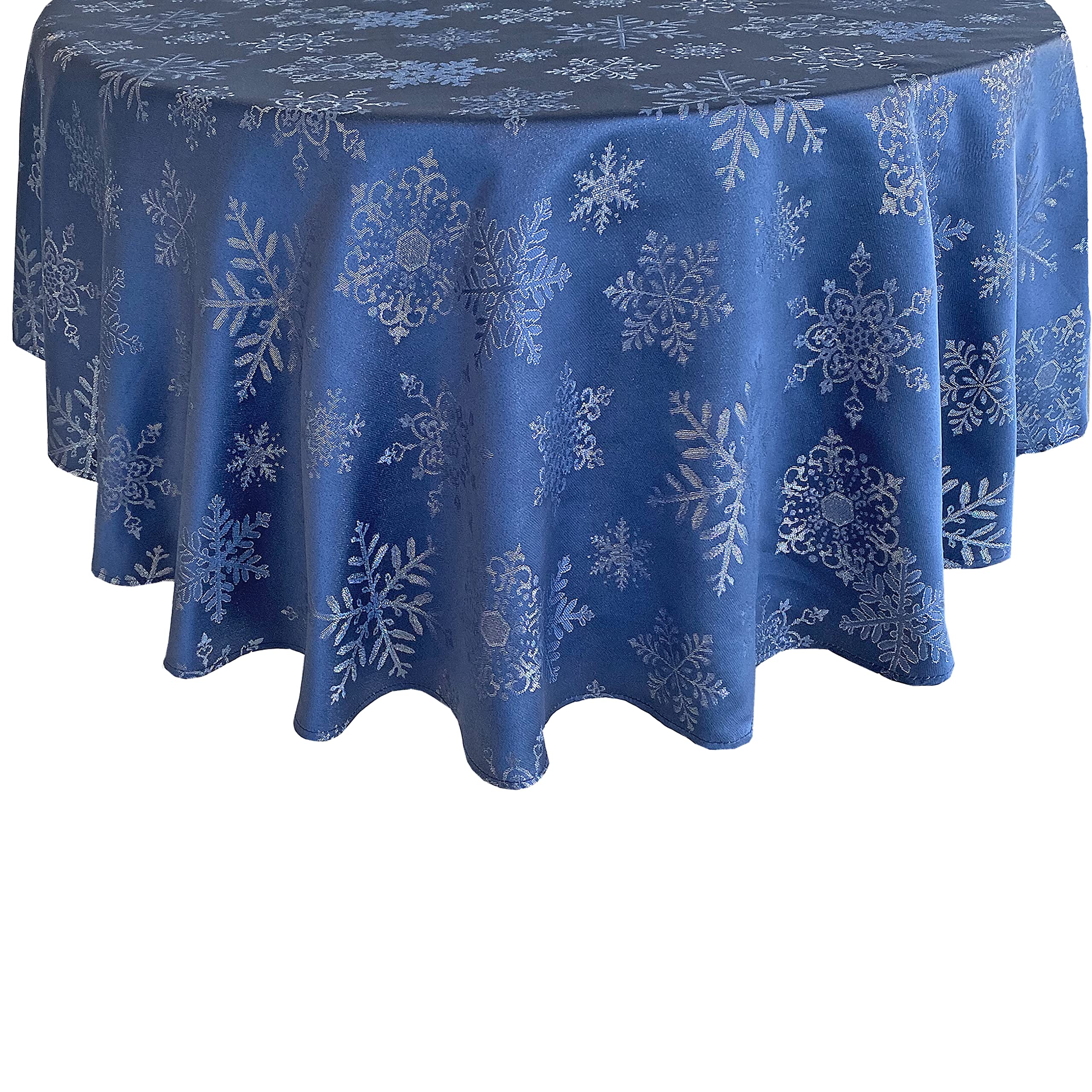 Newbridge Fancy Metallic Snowflake Christmas No-Iron Soil Resistant Fabric Holiday Tablecloth, Sparkling Snowflakes Lurex Woven