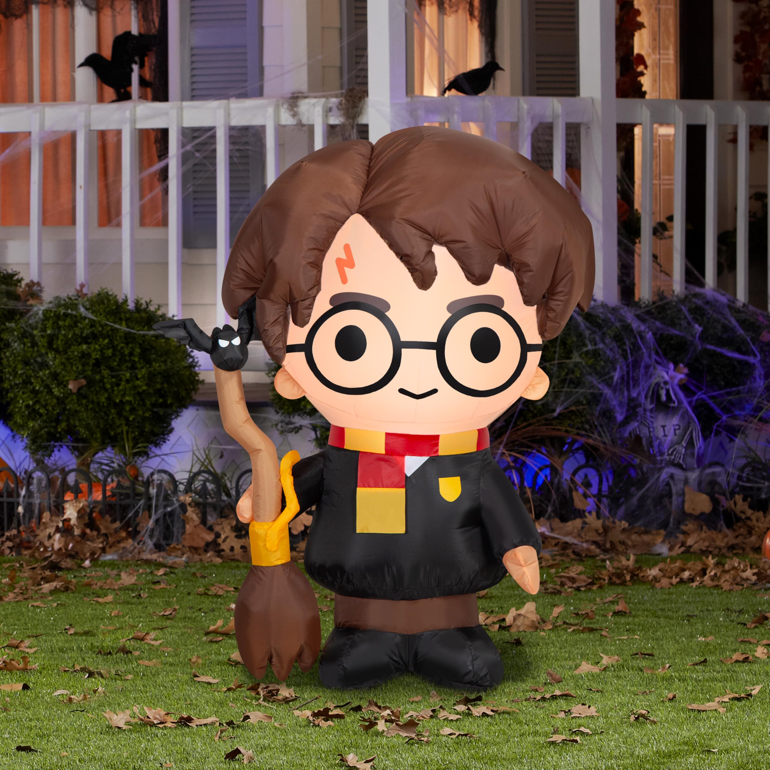 Gemmy Airblown Inflatable Harry Potter w/Broom WB, 3 ft Tall, Multicolored