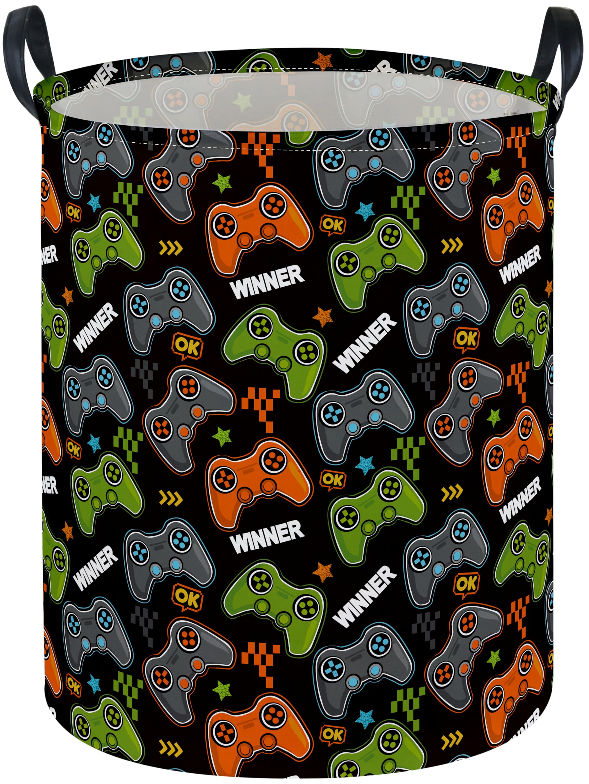 Essme Kids Laundry Basket,Kids Hamper Collapsible Canvas Waterproof Storage Bin Forboys, Game Hamper,Gift Baskets,Toy Bins(Black