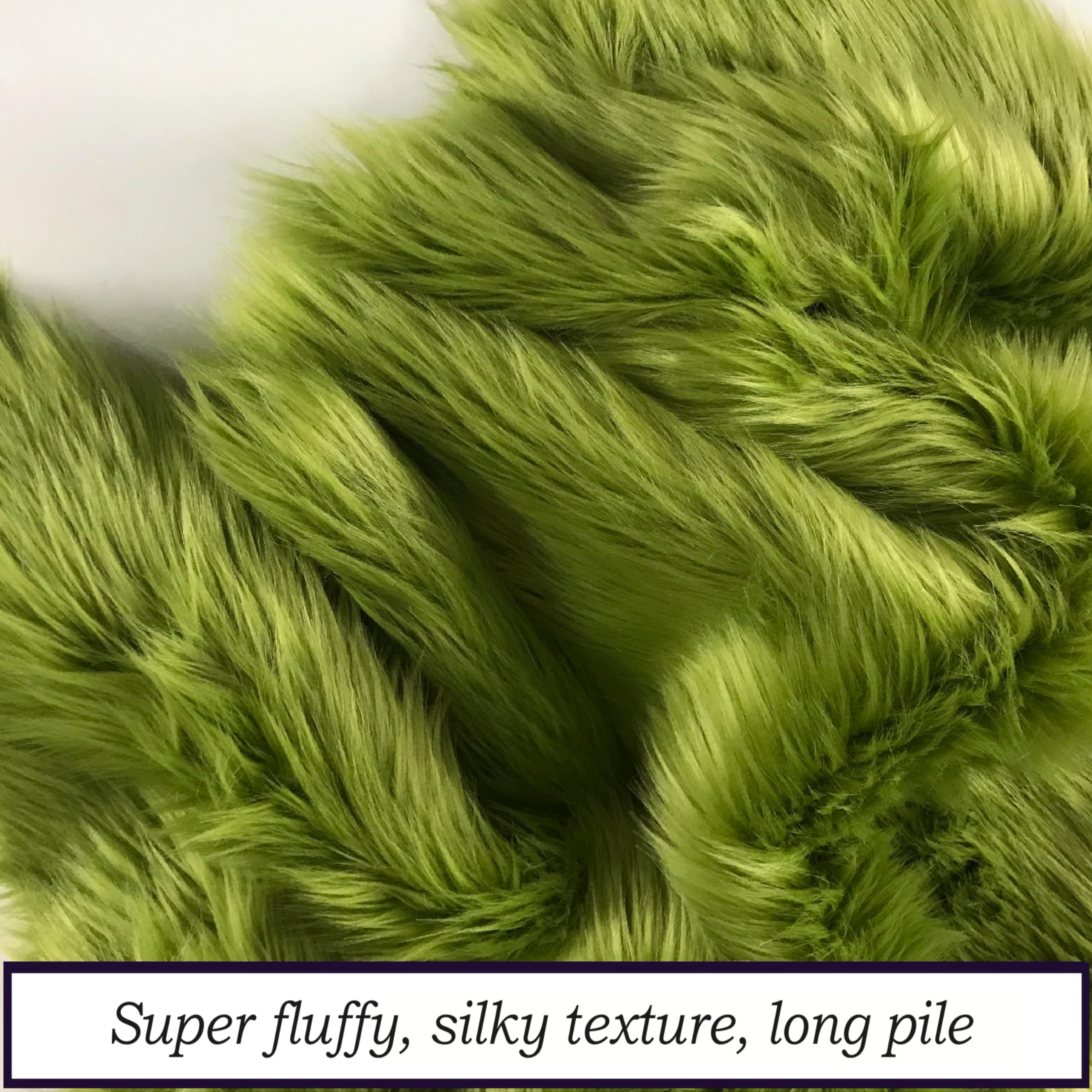 Bianna Creations | Faux Fur Fabric Ultra Soft Deluxe Plush Shaggy Squares | Craft, Sewing, Props, Costumes, Decoration (Olive Gr
