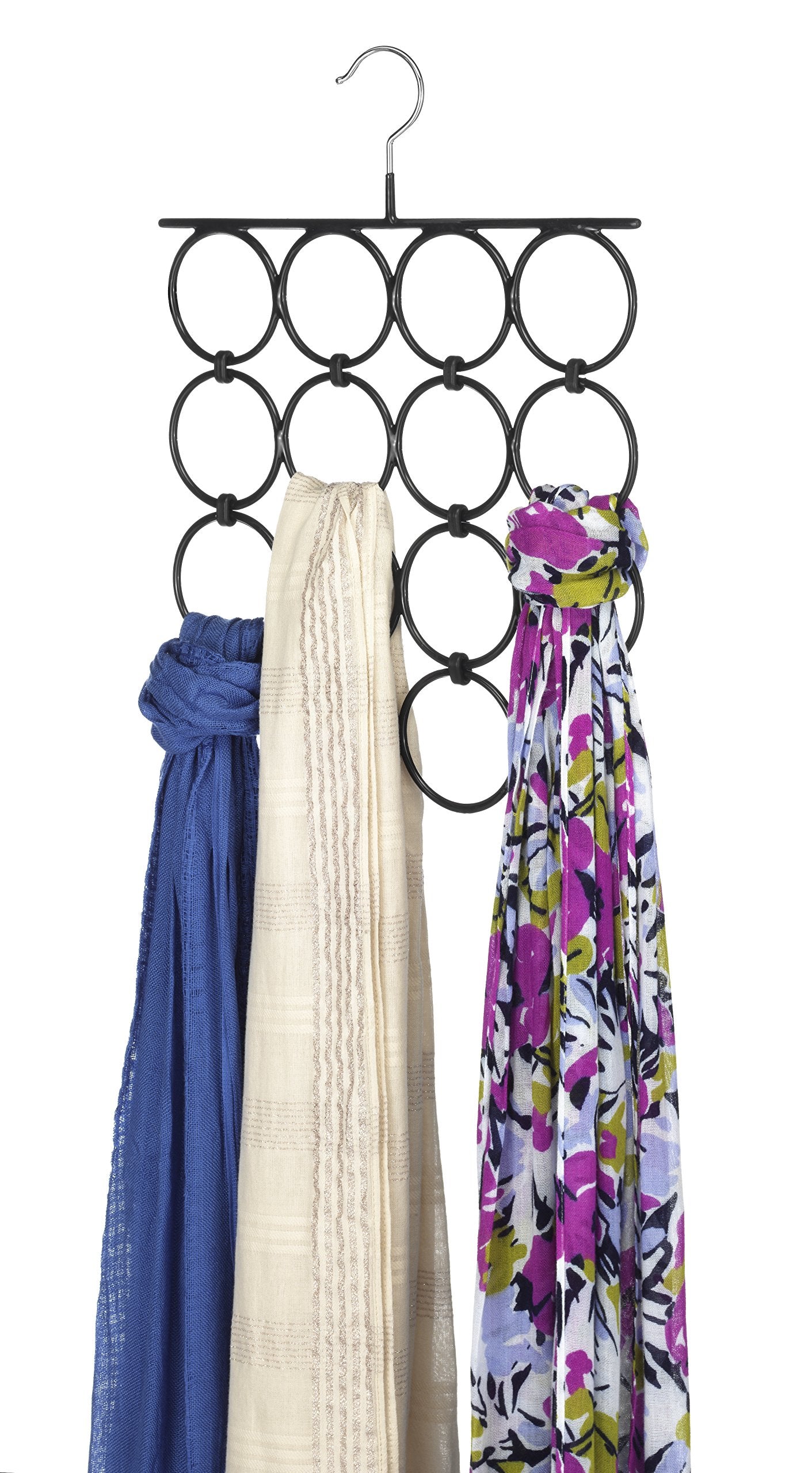 Whitmor Folding Scarf/Accessory Hanger  Black & Chrome  0. 47 x 12. 25 x 15. 88 inch