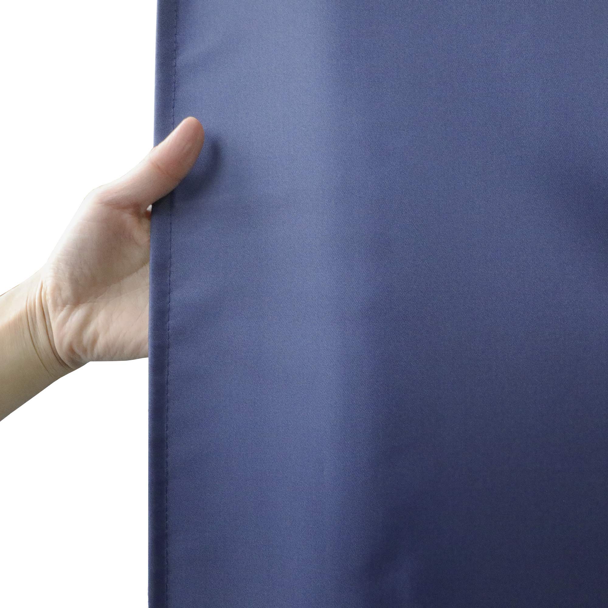 Aoohome Solid Navy Blue Shower Curtain, Fabric Weighted Hem Shower Liner With Hooks, Reinforced Metal Grommets, Water Repellent,