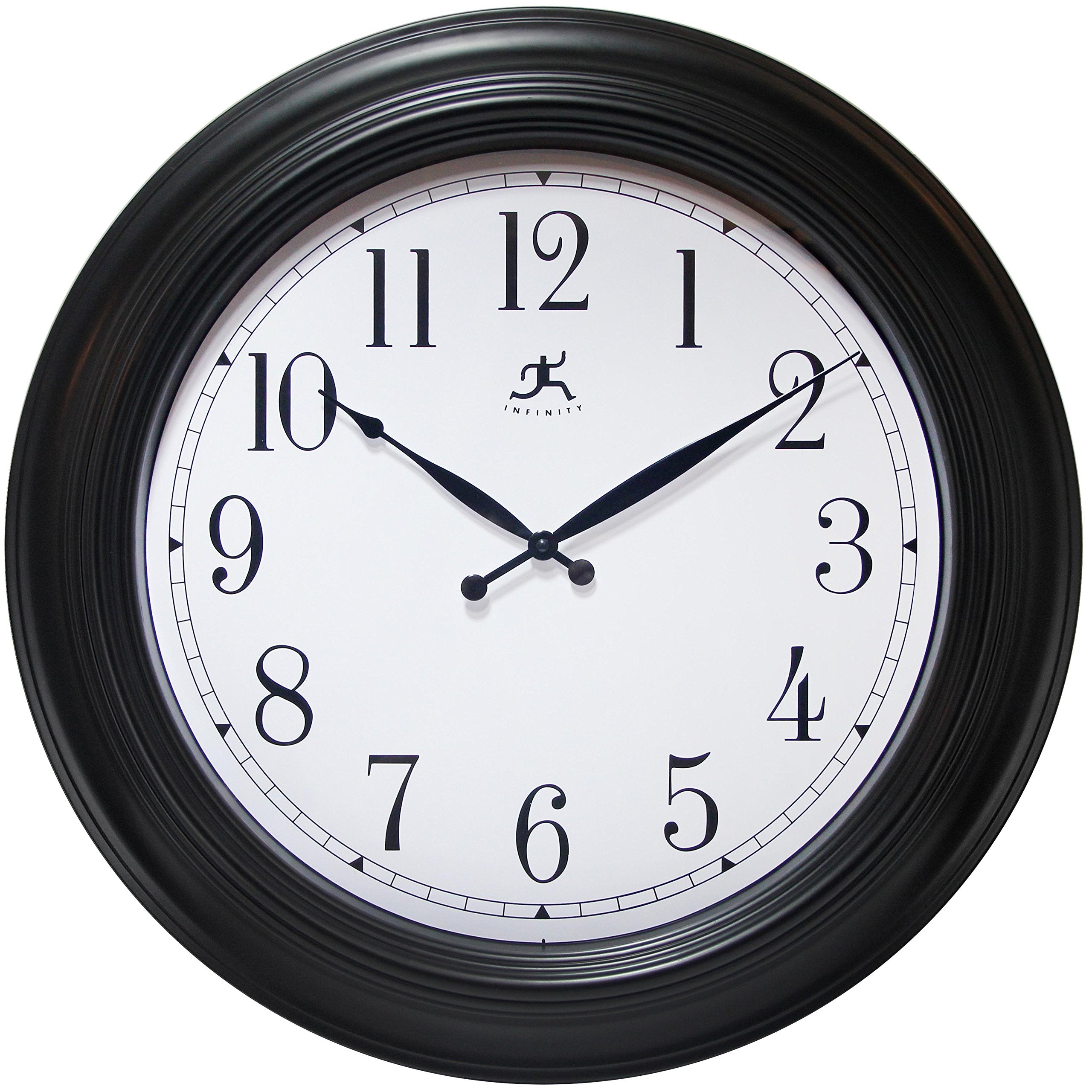 Infinity Instruments 24 inch Traditional Large Non-Ticking Silent Battery Operated Easy to Read Wall Clock for Living Room, Bedr