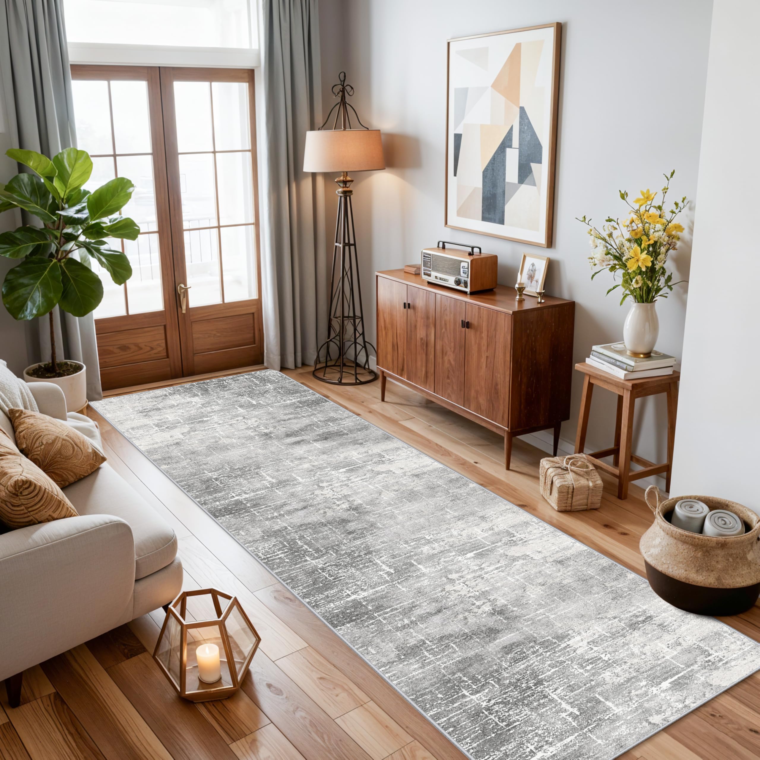 Washable 2x10 Kitchen Runner Rug: Abstract Farmhouse Bathroom Entryway Rug Soft Stain-Resistant Hallway Floor Mat Non-Slip Indoo