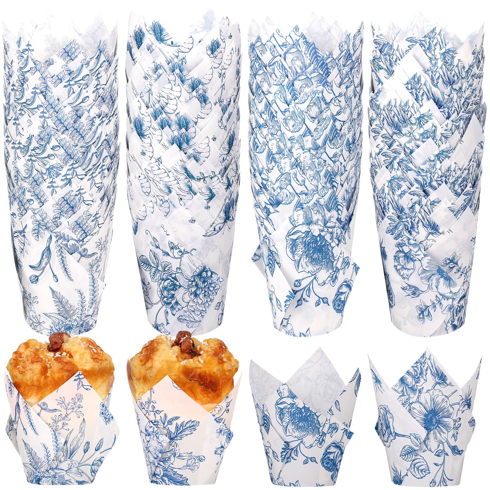 400 Pcs Floral Baking Cups Paper Cupcake Liners Muffin Liners Watercolor Flower Cupcake Wrappers For Tea Party Wedding Birthday