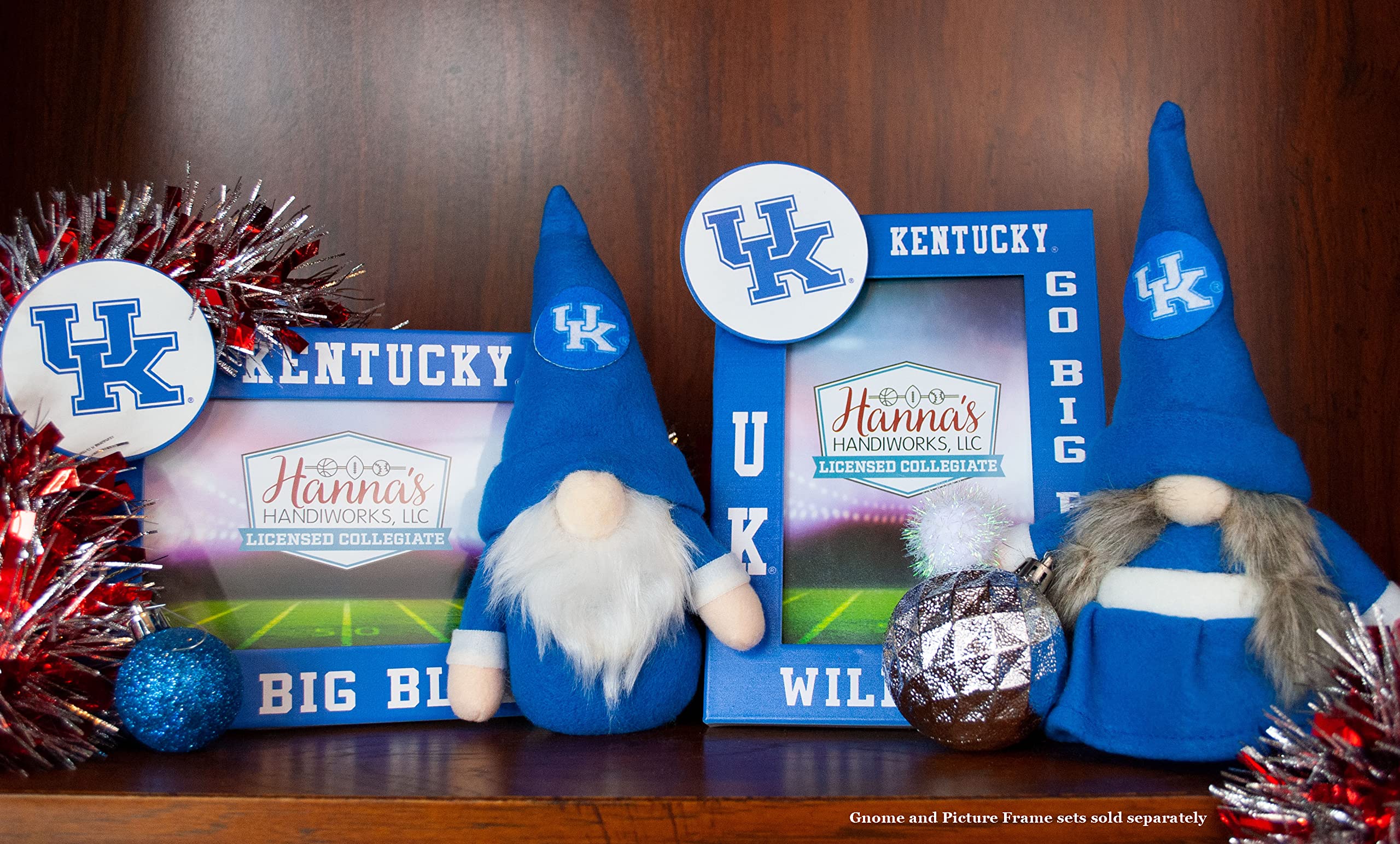 University Kentucky Wildcats Set of 2 Plush Gnome Christmas Tree Ornaments by Hannas Handiworks - Fan/Cheerleader Holiday/Dorm D