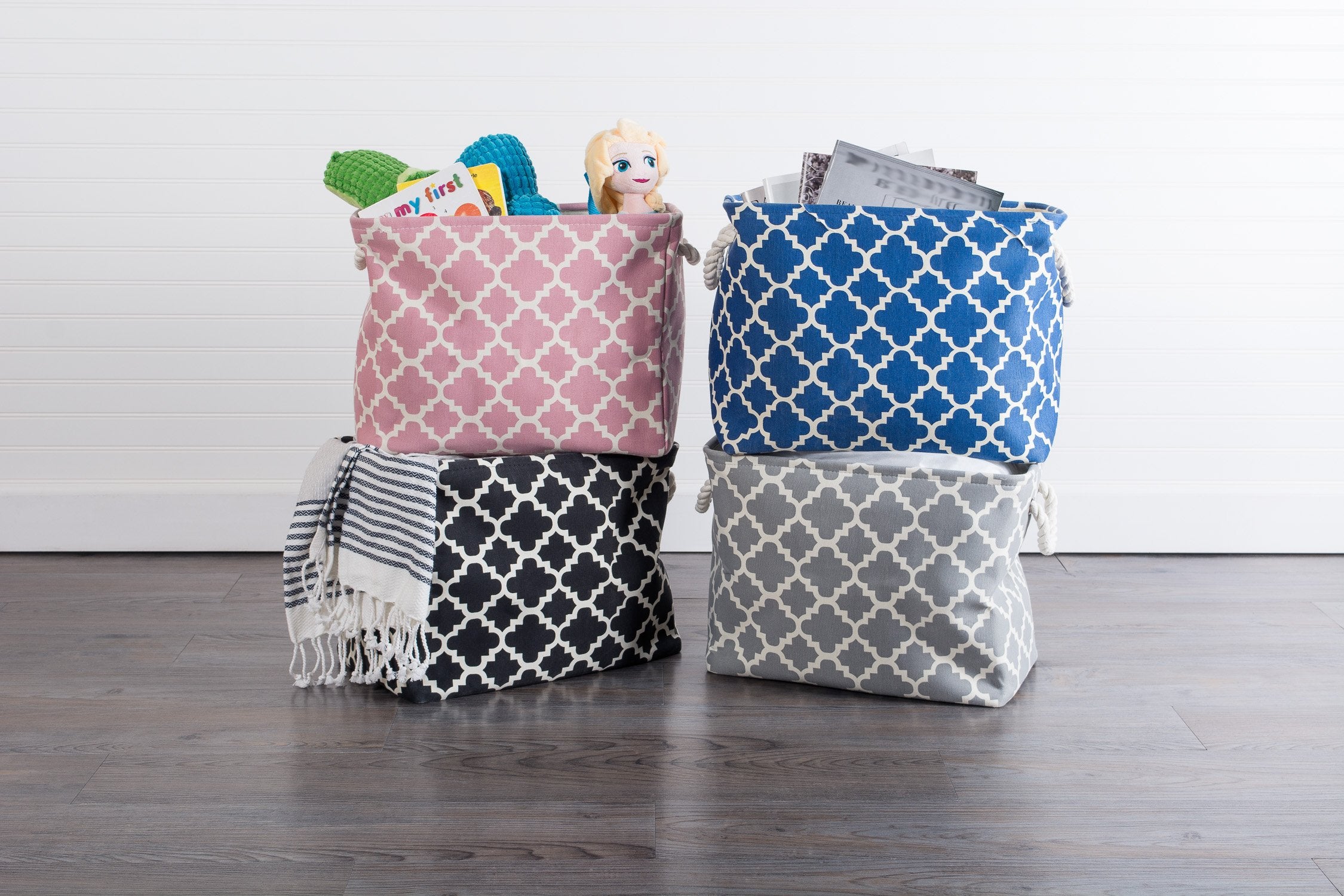 DII Polyester Bin Lattice Rose Rectangle Large