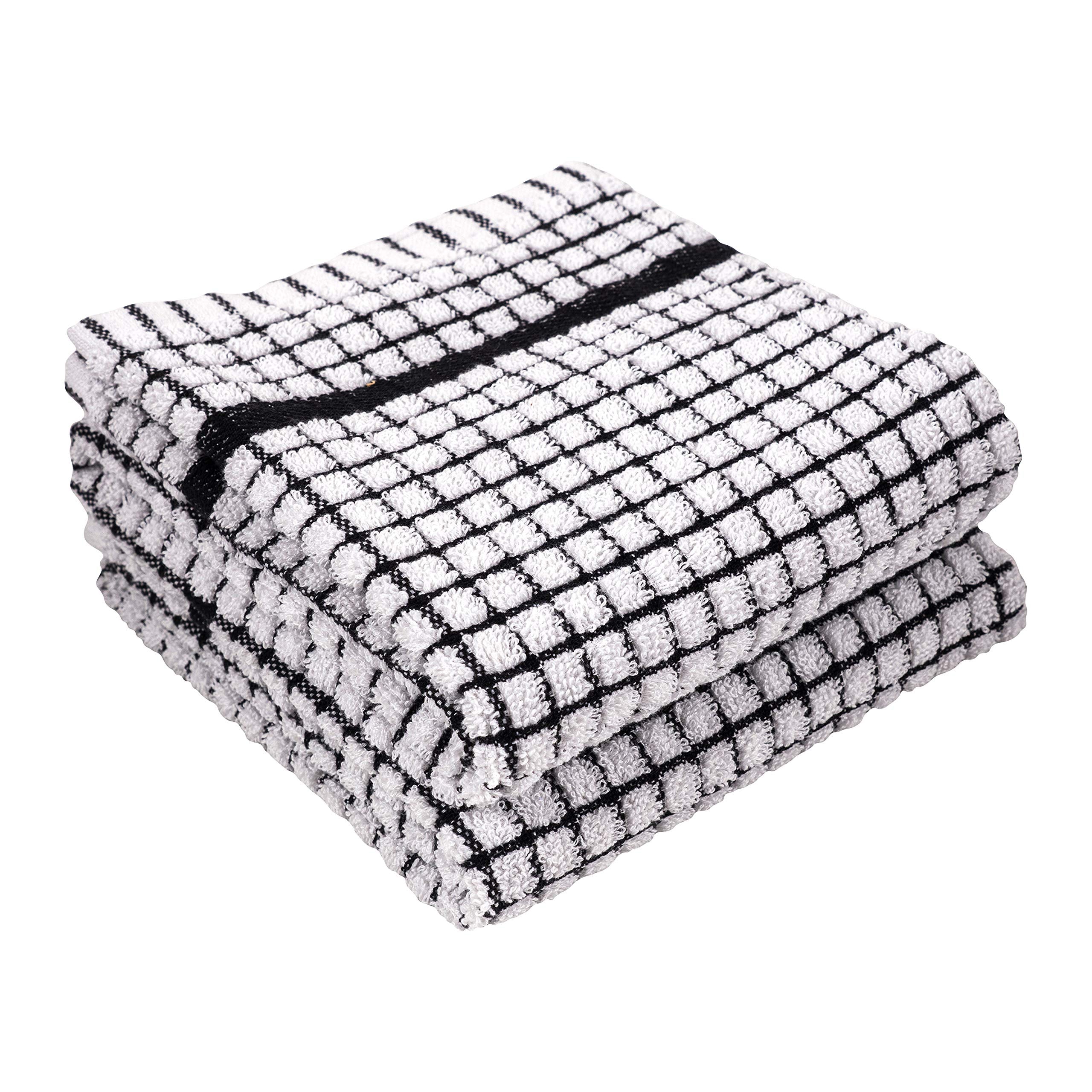 Laprima Shops Set Of 2 Terry Kitchen Towels, 20 X 30-Inch 100-Percent Cotton (Black)
