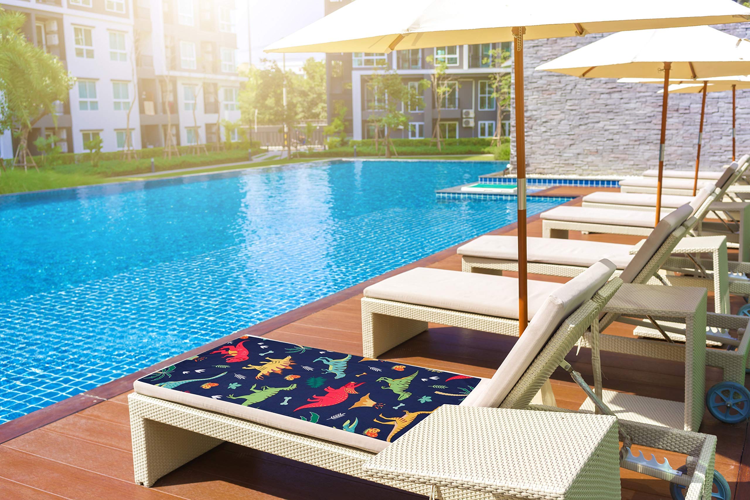 Livilan Dinosaur Beach Towel For Kids, Soft Microfiber 24'' X 48'', Quick Dry, Sand Free, Perfect For Boys Bath, Pool, Travel, D