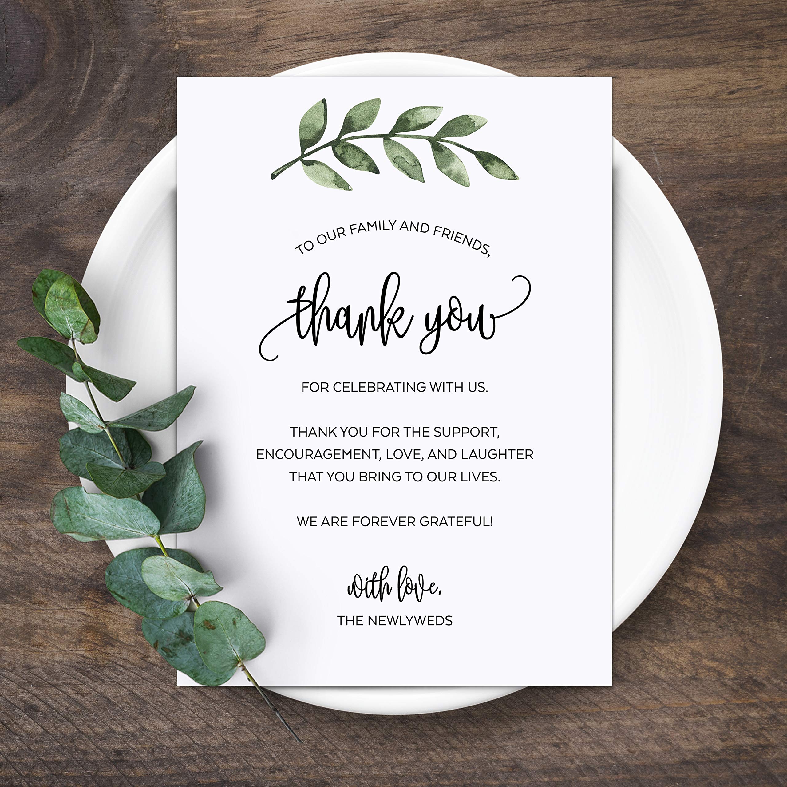 321Done Thank You For Attending Our Wedding - Jumbo Table Place Setting Cards (Set Of 50) Watercolor Greenery - Made In Usa - Su