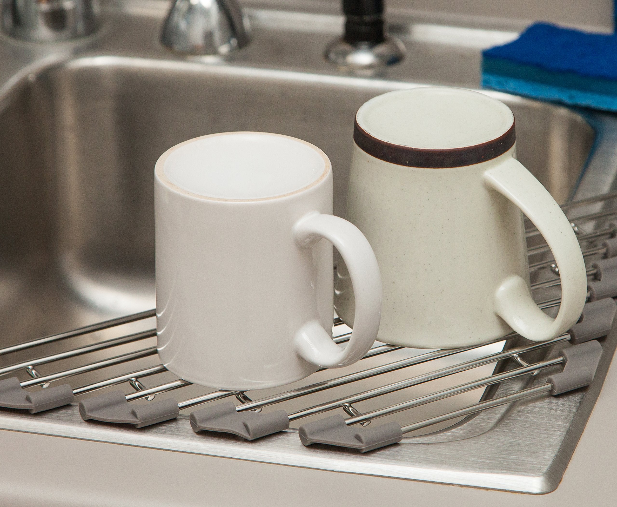 Iris Usa, Inc. Triangle Corner Dish Drying Rack With Grip Sink Edges For Protection, Space Saving, Expandable, Foldable, Stainle