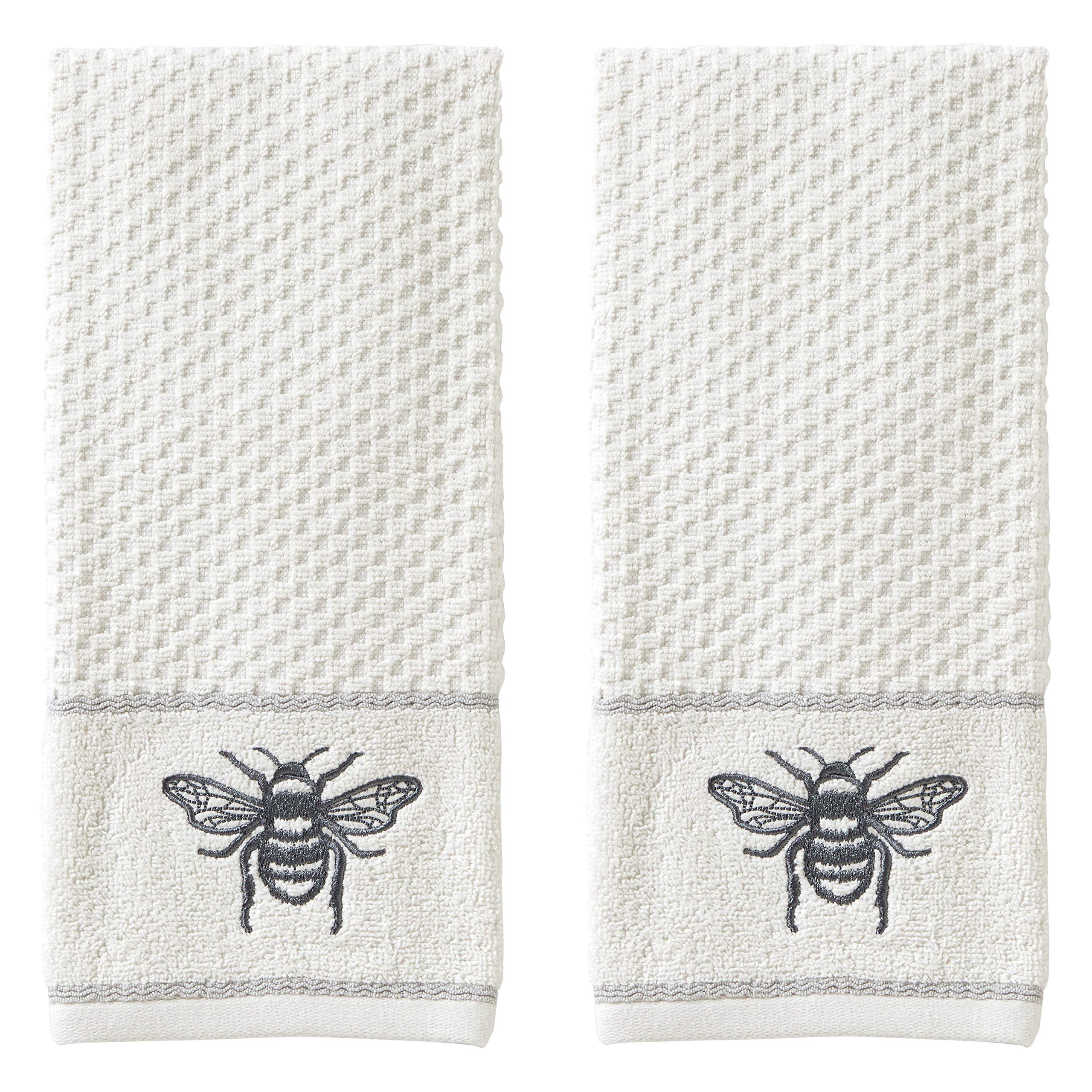 Skl Home Farmhouse Bee Hand Towel Set, White 16X25