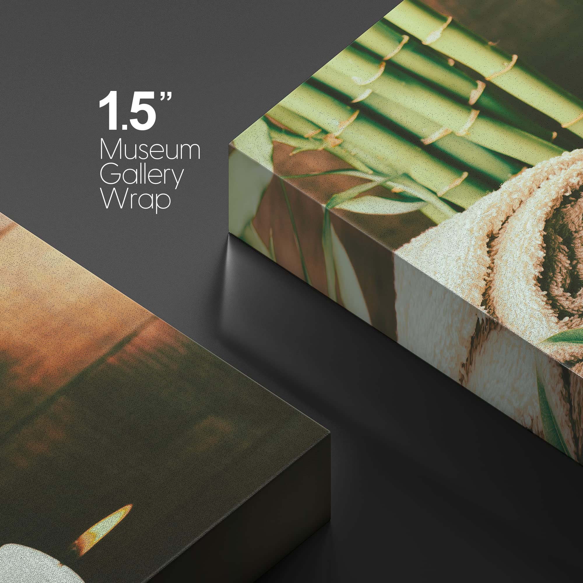 Wall26 Canvas Print Wall Art Meditation Yoga Towel Bamboo Massage Stones Nature Wilderness Photography Realism Rustic Landscape