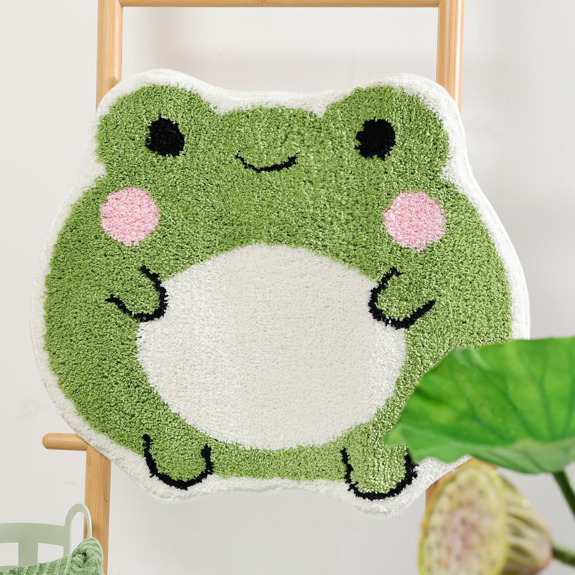 Panstar Cute Bath Mat Non Slip Frog Bath Rug For Bathroom, Luxury Absorbent Bathroom Mats, Fun Animal Shaped Shaggy Shower Rugs