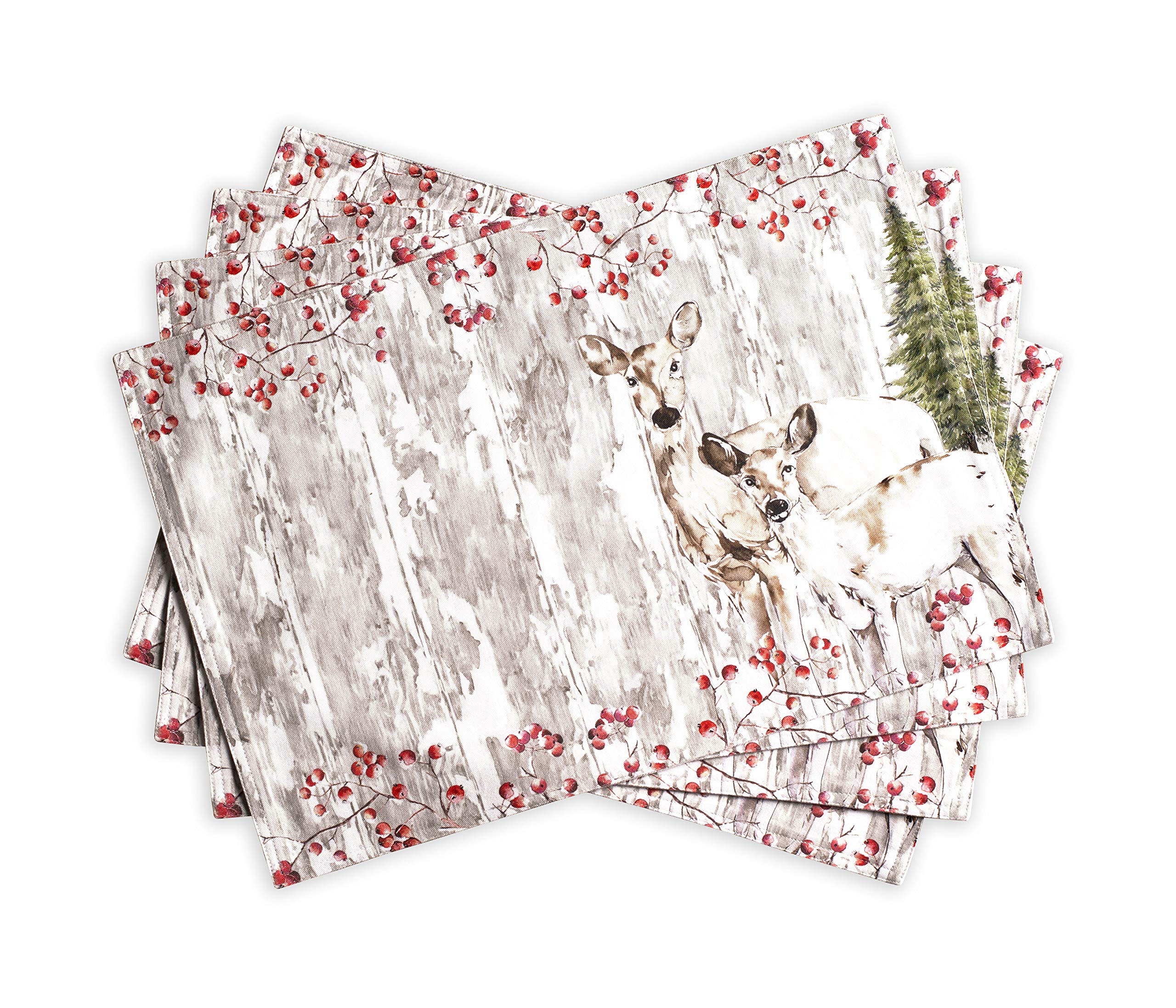 Maison D' Hermine Placemats Set Of 4, 100% Cotton Decorative Washable Table Cloth Place Mat, Kitchen, Party, Wedding, Restaurant