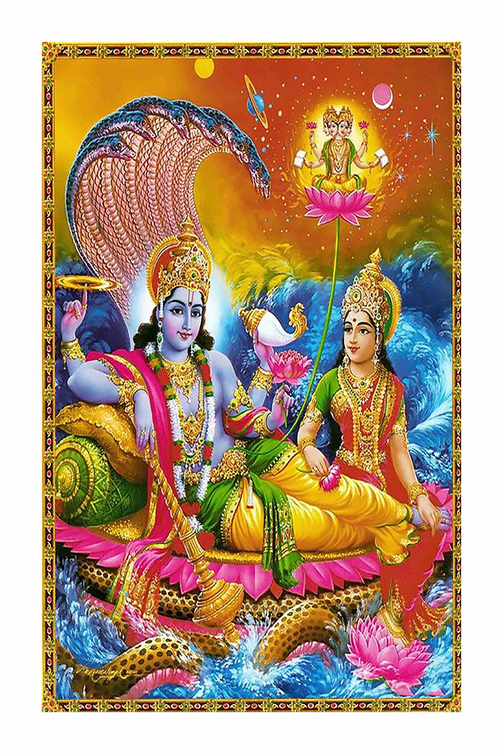 BALDAU PRINTS God Vishnu Bhagwan Hari ji Big Size Flex Poster for Room (24x36 Inch, 210 GSM Paper, Gloss Finish, Multicolor) F-8