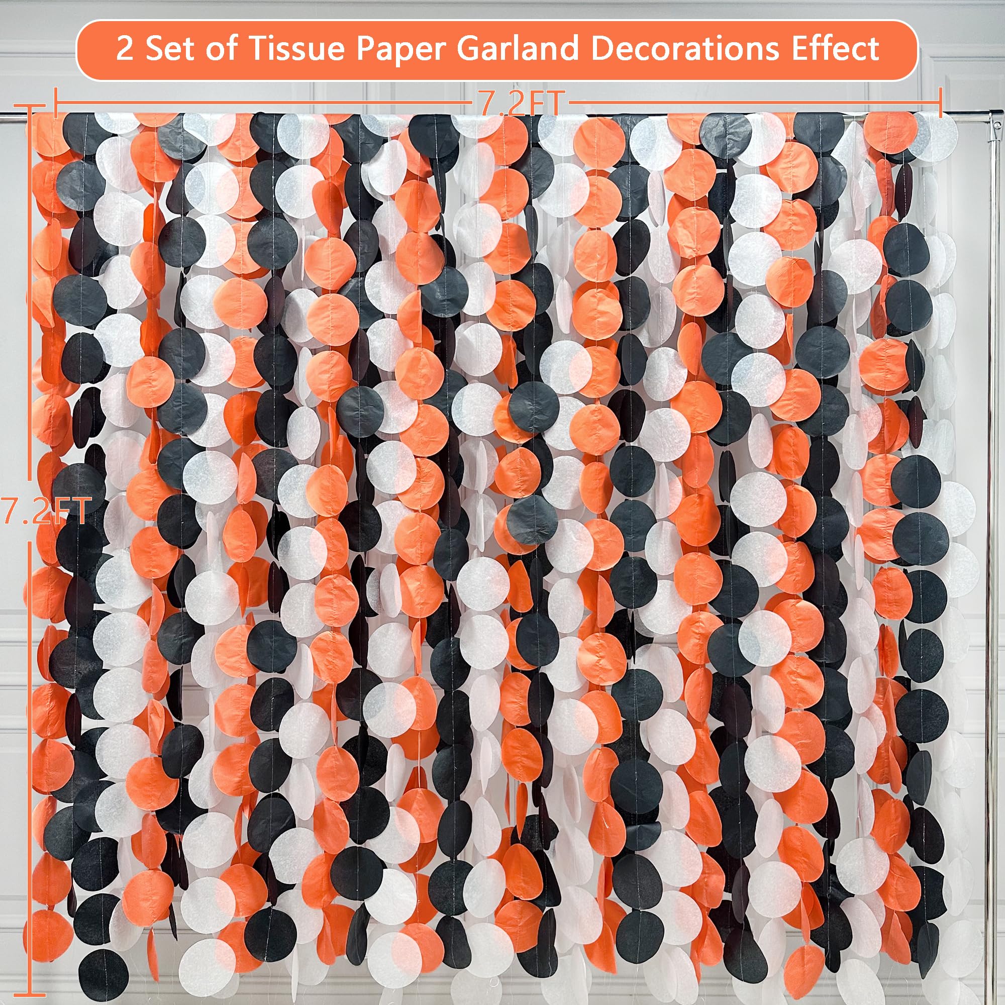 192 Ft Orange Black White Party Decorations Polka Dots Garland Streamer Backdrop For Halloween Fall Autumn Graduation Birthday B