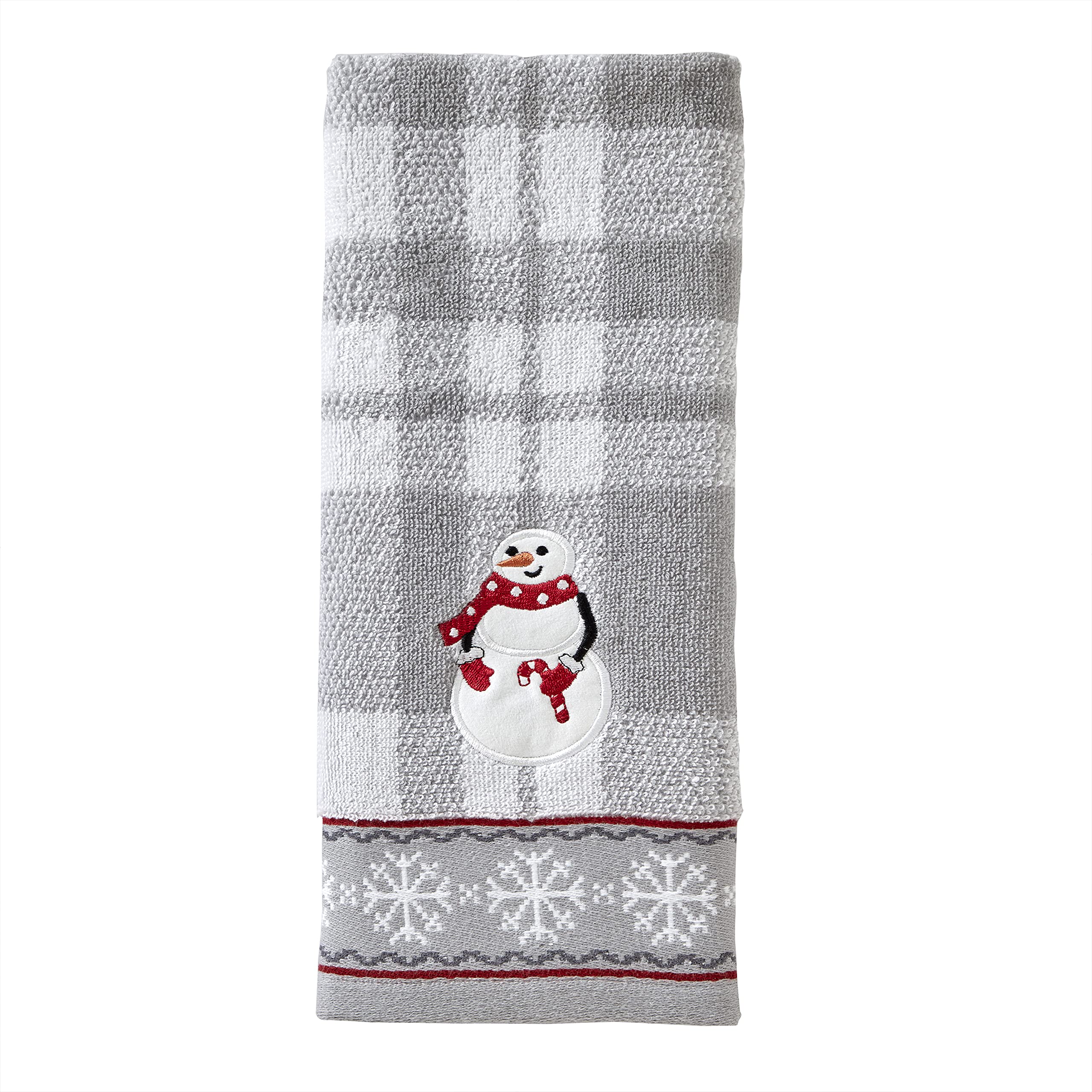 Skl Home Christmas/Winter Whistler Snowman Hand Towel Set For Bath/Kitchen/Bar & Gift, 16'' X 26'', Gray 2 Count