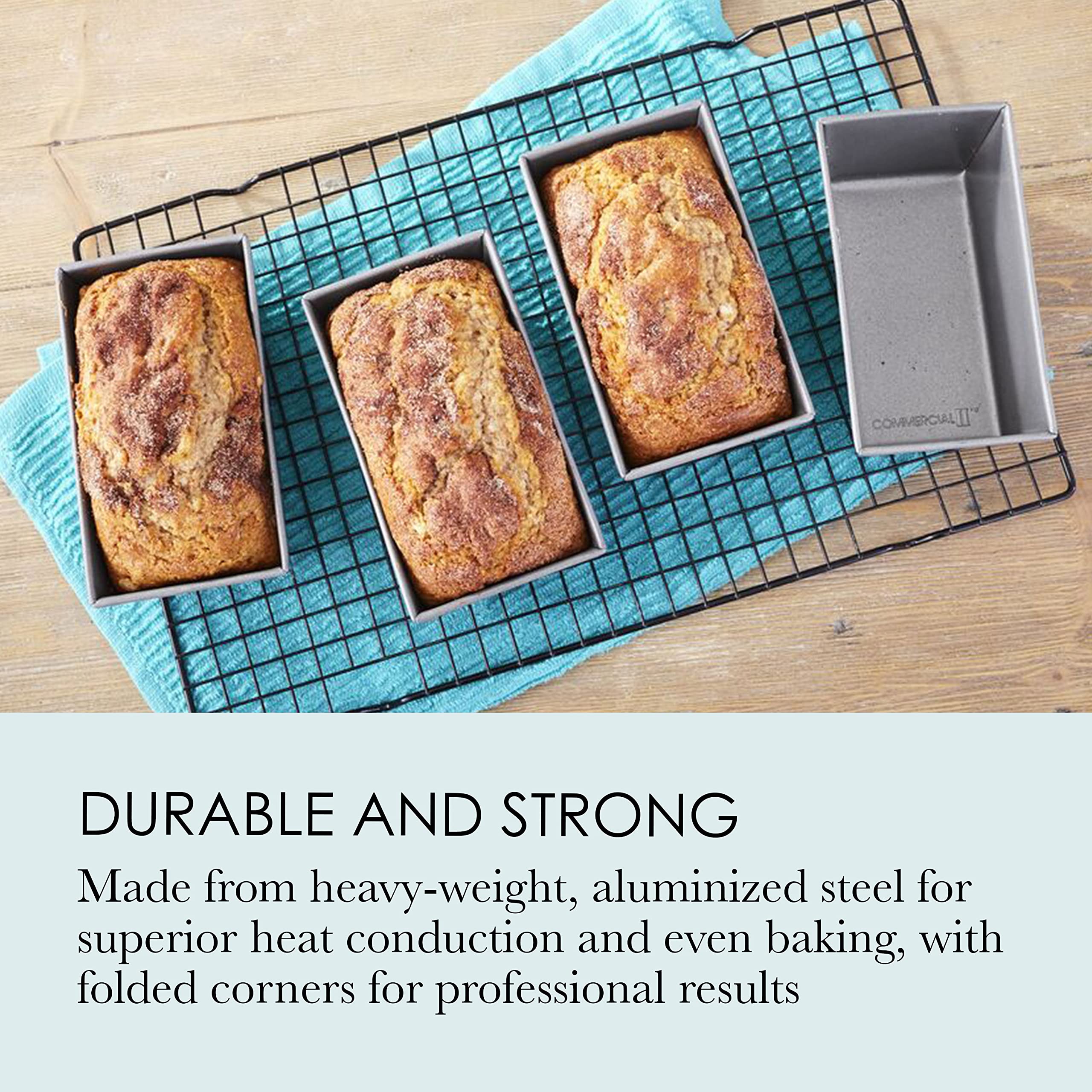 Chicago Metallic Commercial II Non-Stick Mini Loaf Pans  5-3/4 by 3-1/4 by 2-1/4-Inch  Gray   4 Count (Pack of 1)