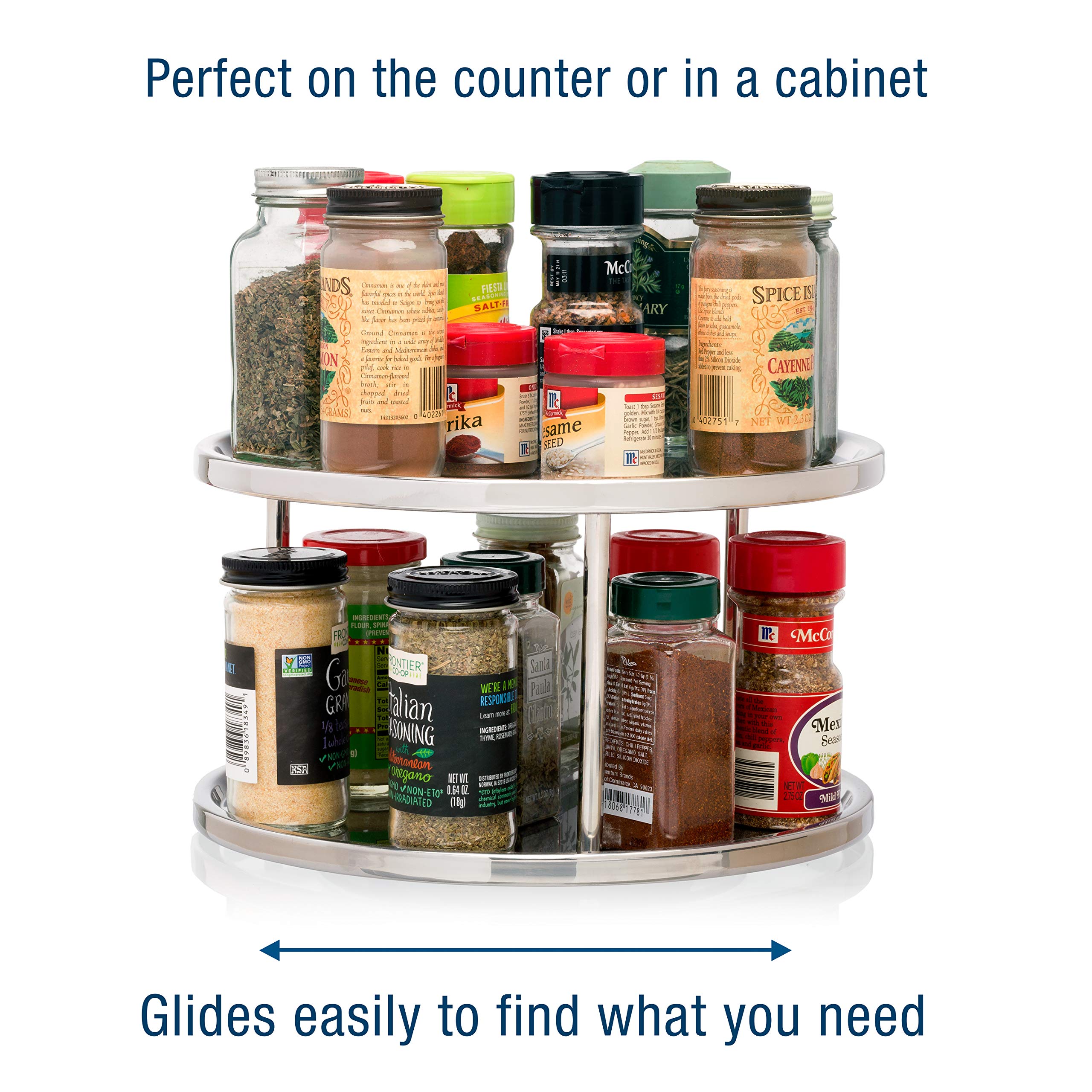 Dial Industries Lazy Susan Stainless Steel Turntable Organizer, Double Tier