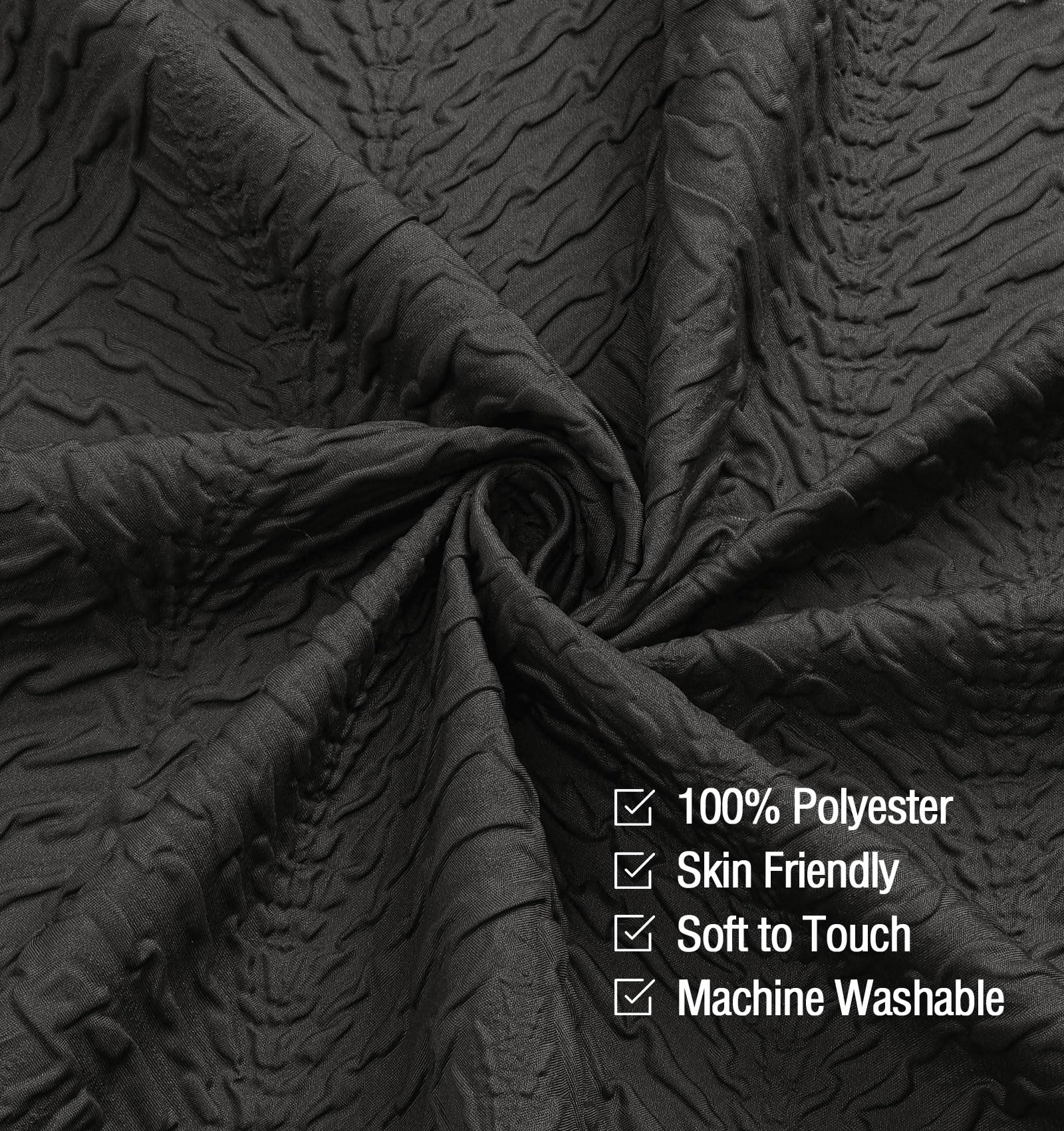 Gibelle Ombre Black Shower Curtain For Bathroom, 3D Embossed Textured Fabric Shower Curtain, Modern Farmhouse Chic Soft Cloth Sh