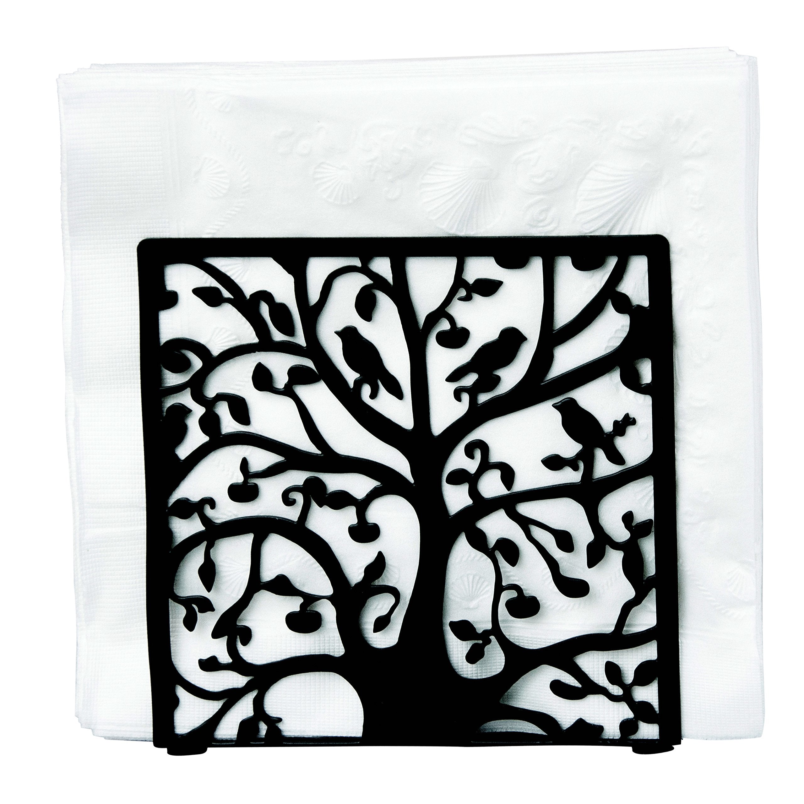 Mygift Black Metal Napkin Holder Cutout Tree And Bird Design For Table Top, Counter Top, Kitchen, Buffet, Restaurant, Dinner Par