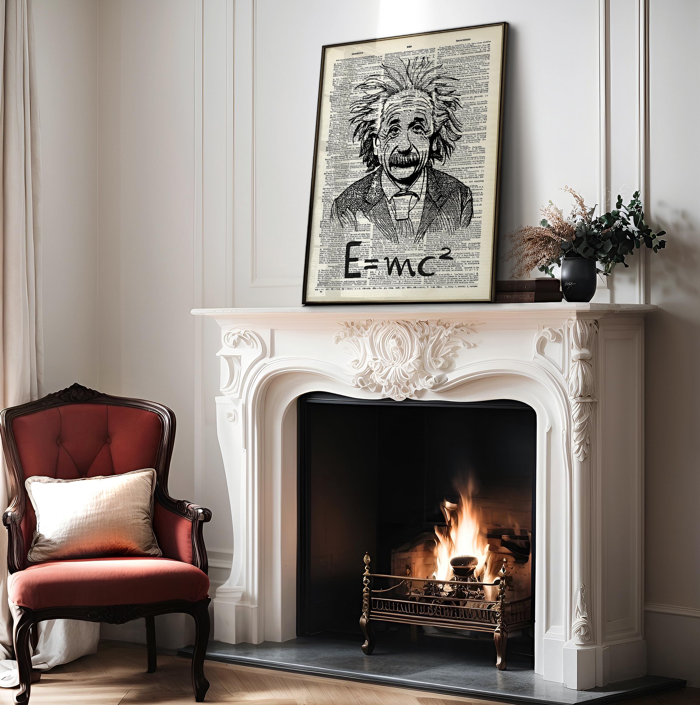 Poster Master Dictionary Art Poster - Albert Einstein Print - Portrait Art - Science Art - Gift For Student & Teacher - Wall Dec