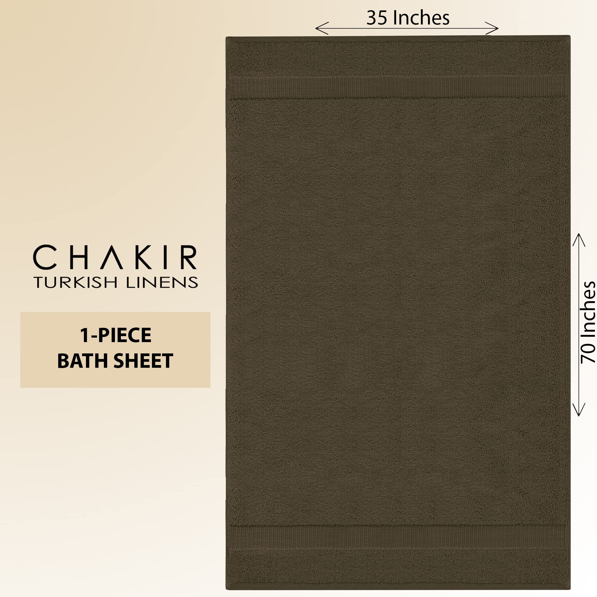 Chakir Turkish Linens 100% Cotton Premium Turkish Towels For Bathroom | 35'' X 70'' (1-Piece Bath Sheet, Cocoa)