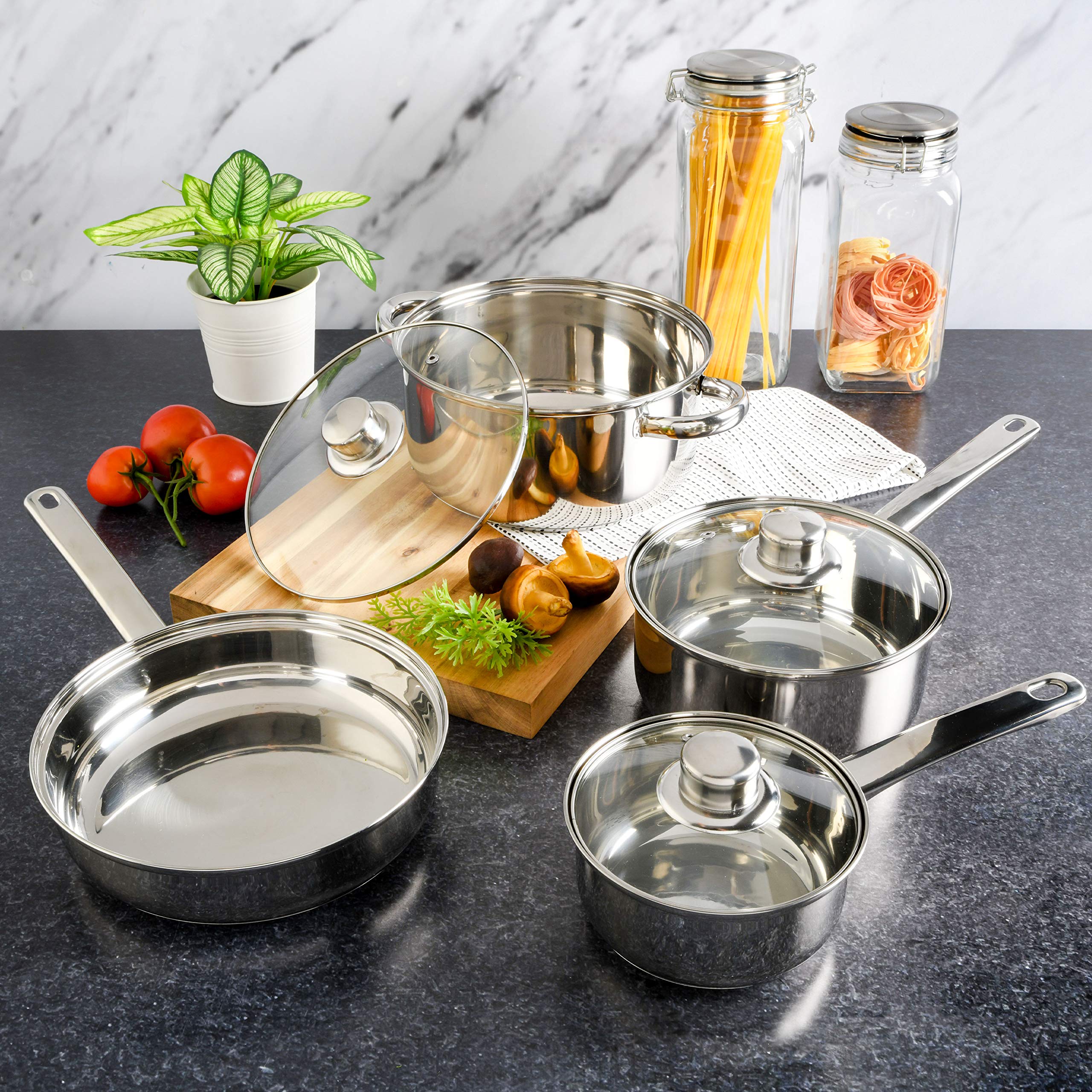 Gibson Home Landon 7 Piece Cookware Set,Stainless Steel