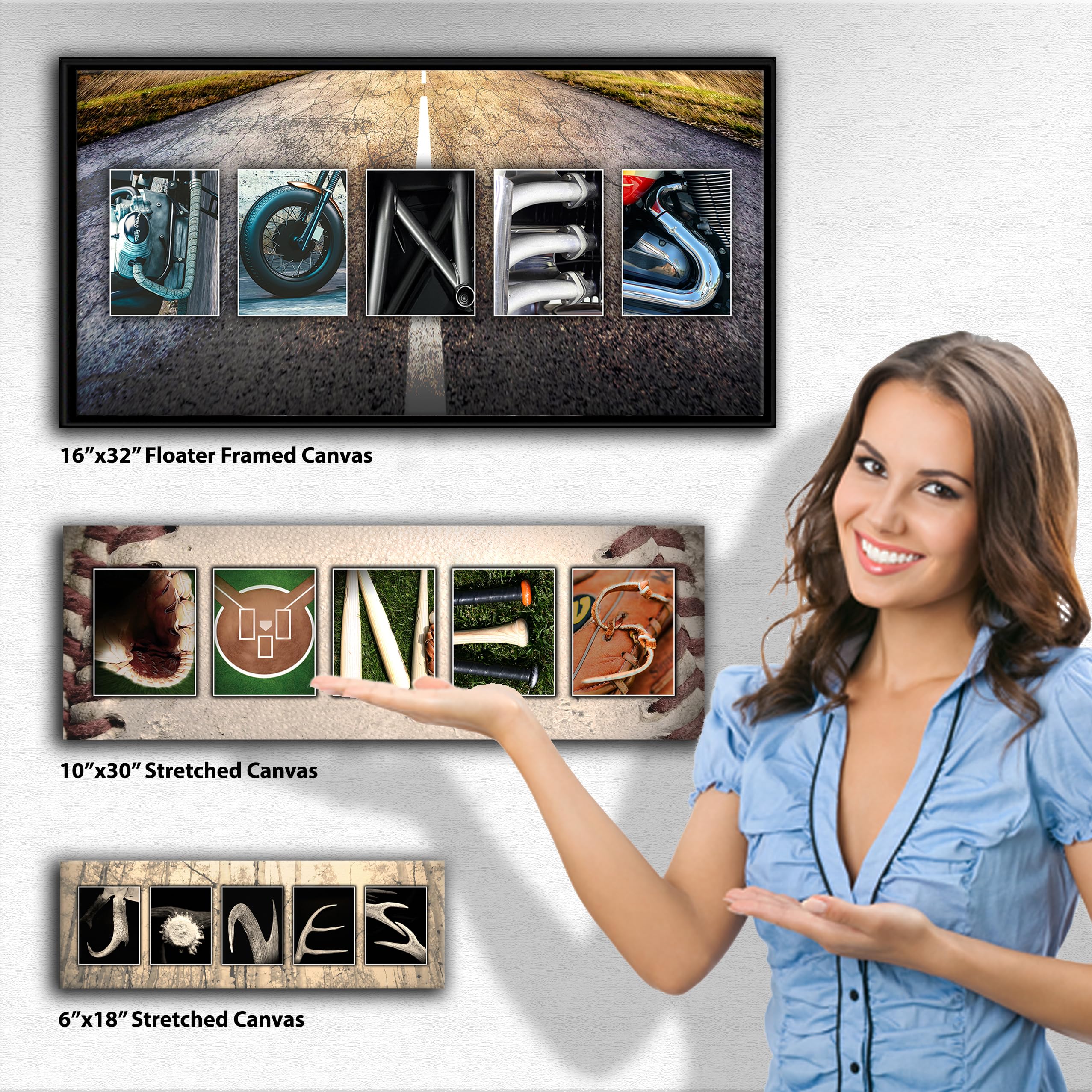 Personalized Fishing Name Alphabet Art - Perfect For The Man Cave, Office, Or Boy'S Room. (Vintage Block Mount - 9.5''X26'')