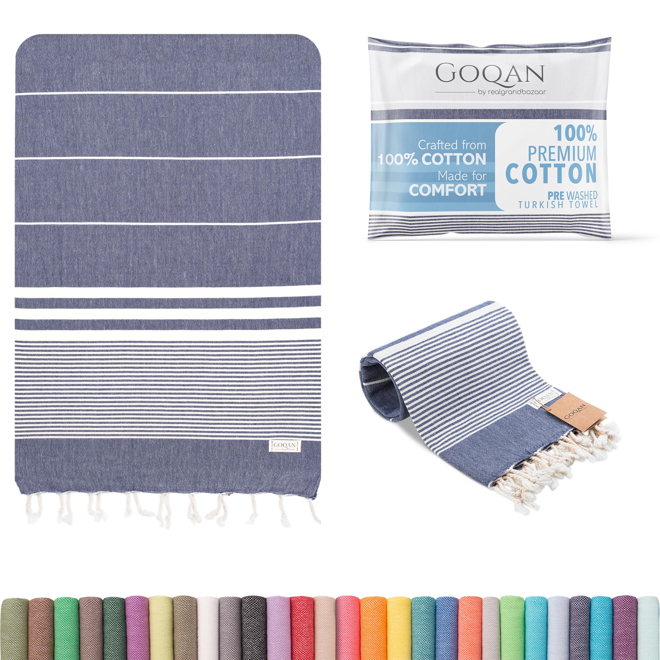 Turkish Beach Towel 100% Cotton - Quick Dry Towels For Bath, Hostel Travel, Gym, Exercise, Swim, Shower & Gift - 39X71 Large - R