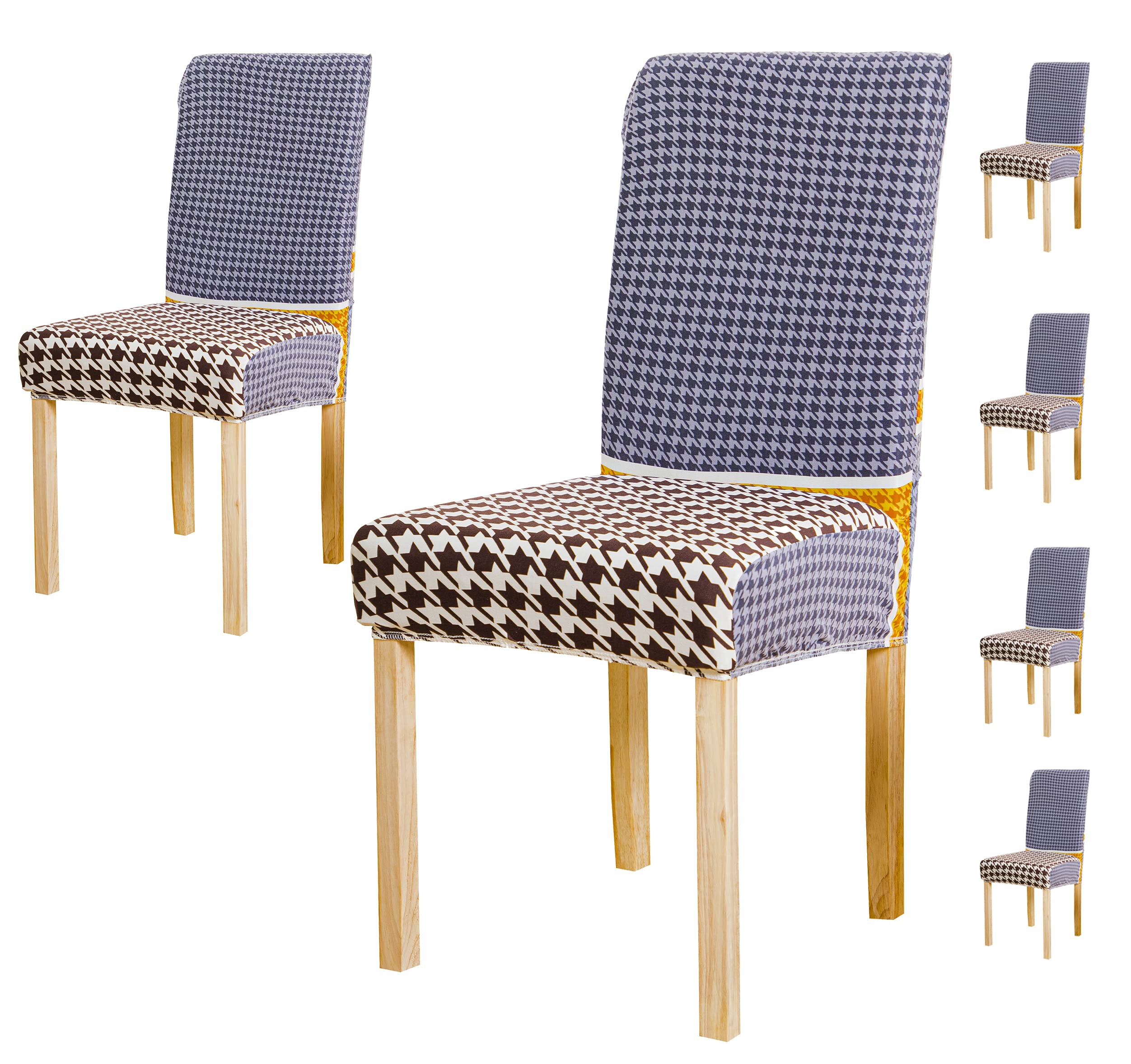 House Of Quirk Elastic Chair Cover Stretch Removable Washable Short Dining Chair Cover Protector Seat Slipcover (Pack 6, Black H