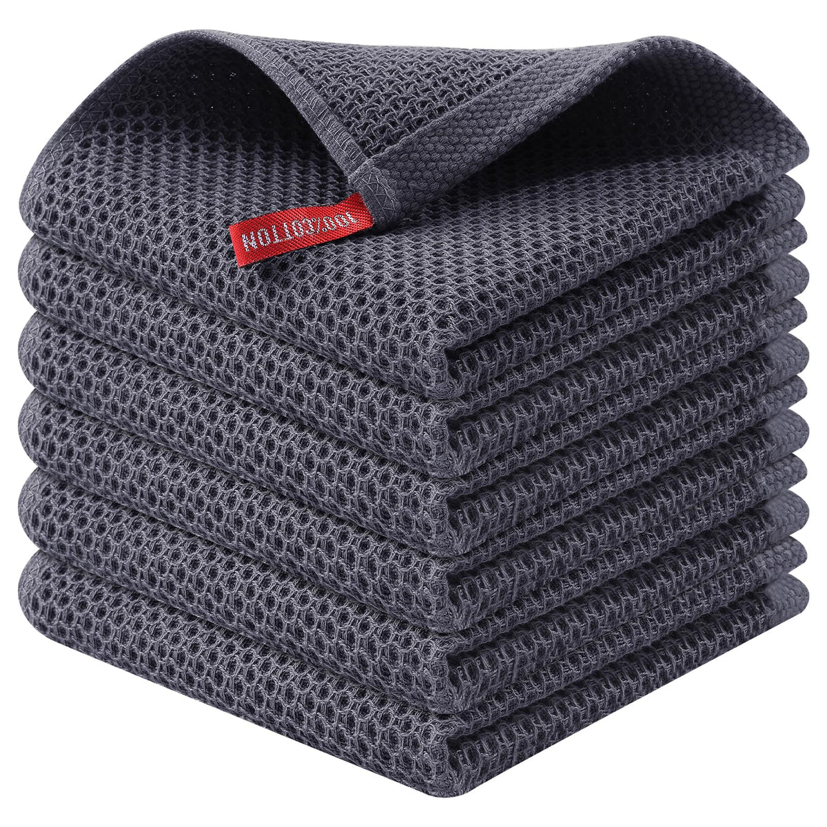 Kitinjoy 100% Cotton Kitchen Dish Cloths, 6 Pack Waffle Weave Ultra Soft Absorbent Dish Towels For Drying Dishes Quick Drying Ki