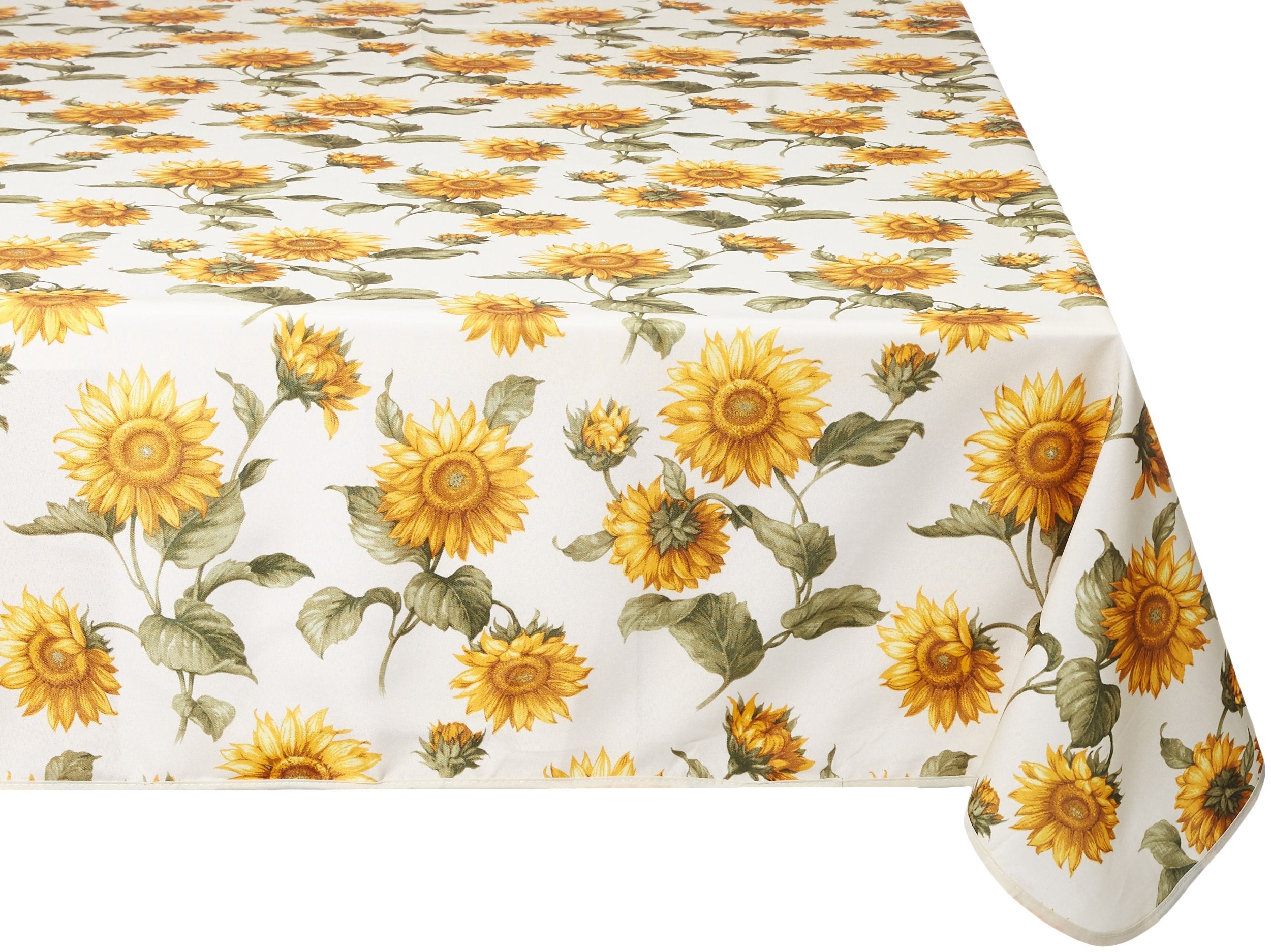 Violet Linen Classic Euro Sunflower Tablecloth With Large Sunflowers Design, 60'' X 102''