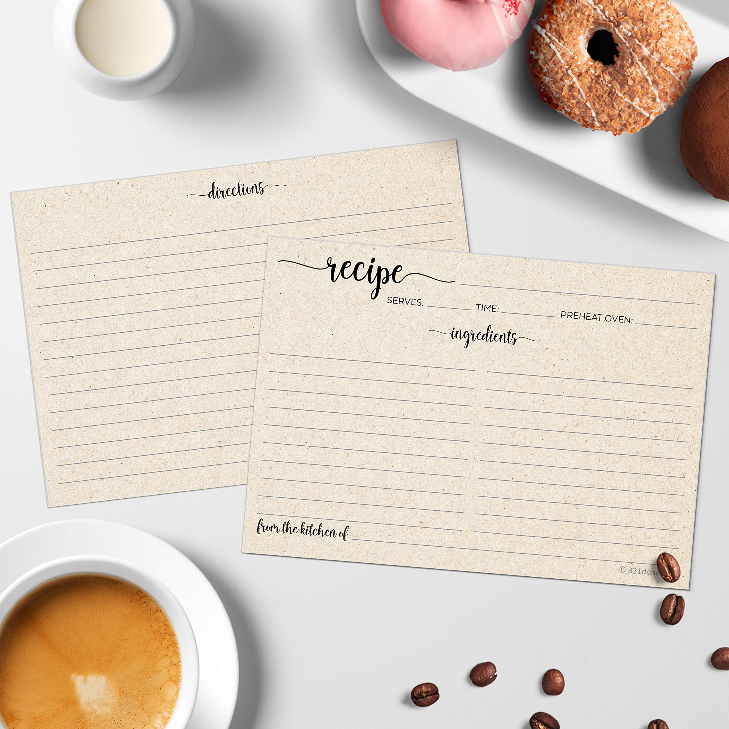 321Done Jumbo Rustic Recipe Cards (Set Of 50) From The Kitchen Of 5X7 Extra Large - Kraft Tan Minimalist For Weddings, Bridal Sh