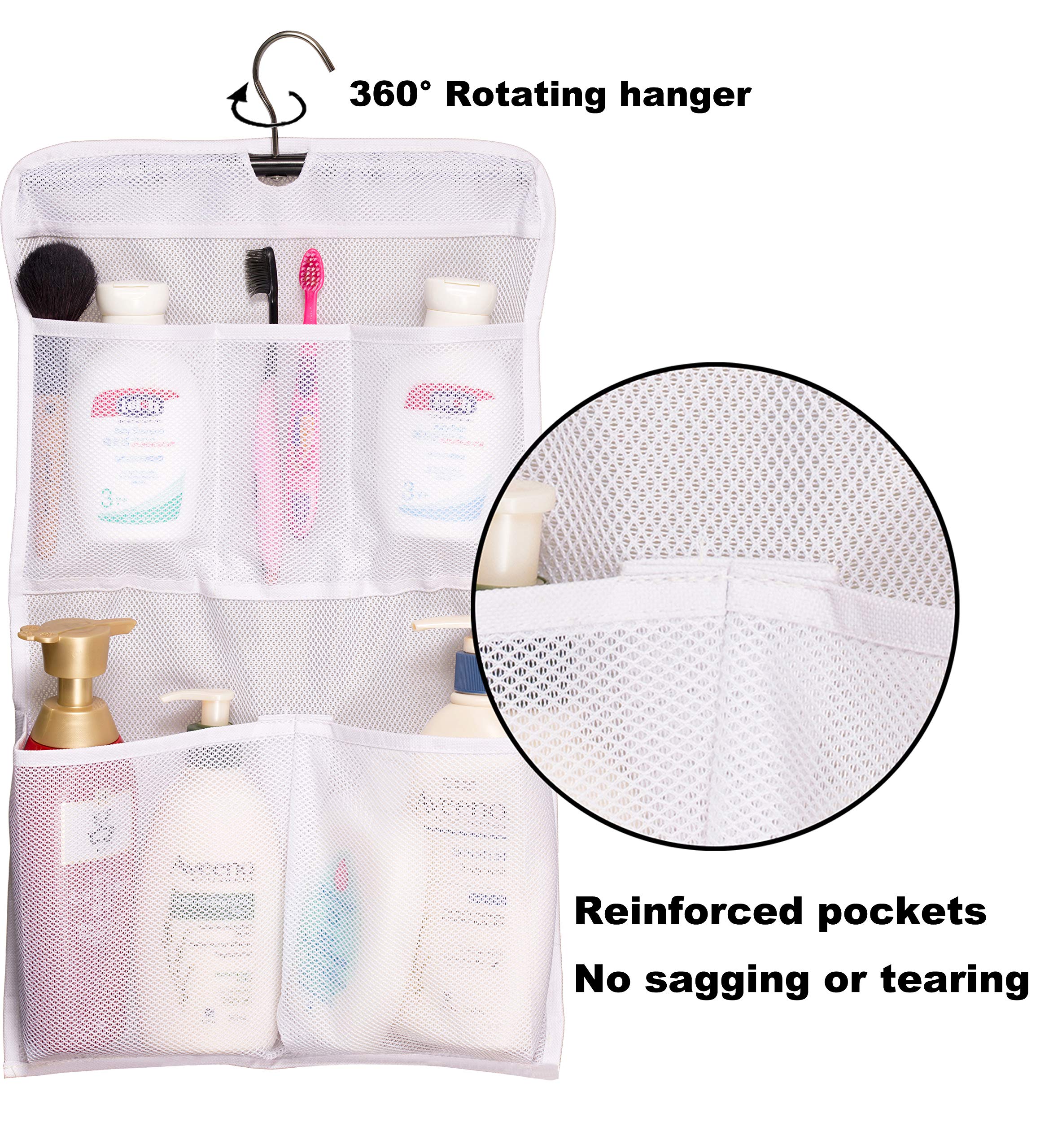 Misslo Shower Caddy Organizer 5 Pockets Roll Up Hanging Bathroom Accessories Storage For Camper, Rv, Gym, Cruise, Cabin, College
