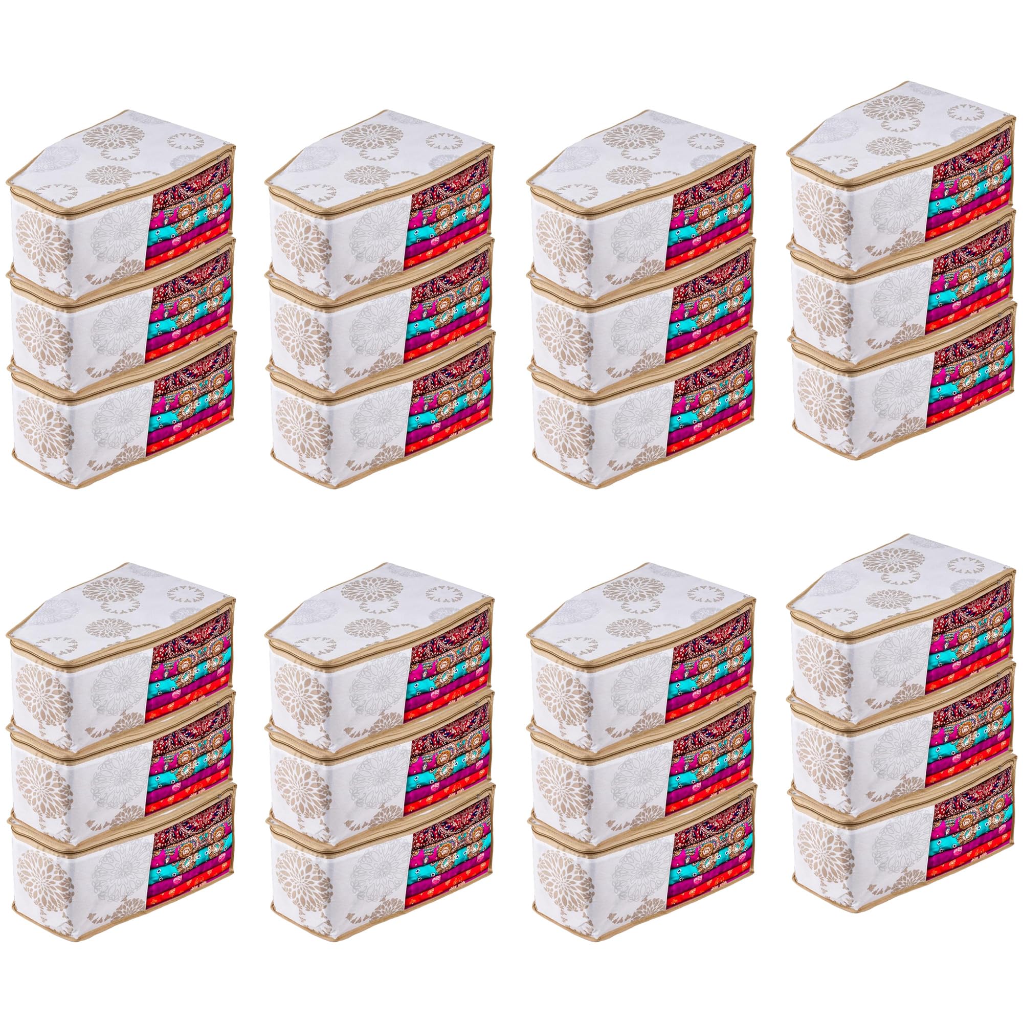 Kuber Industries (Pack Of 24) Blouse Cover | Gola-Printed | Clothes Storage Bag | Wardrobe Organiser With Zipper | Side Transpar