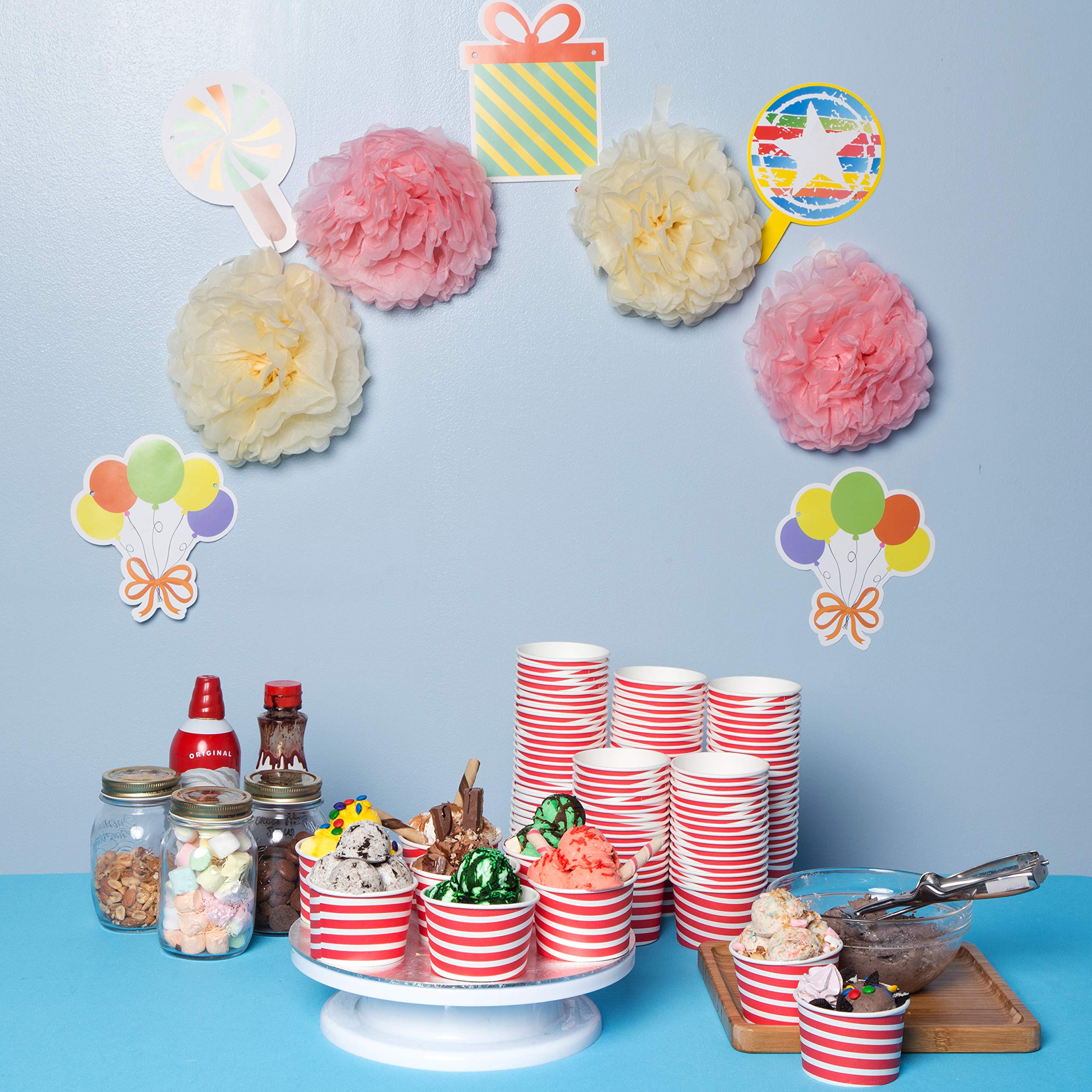 Typtop Ice Cream Cups - 100 Pack Ice Cream Sundae Cups, Frozen Yogurt Dessert Cups