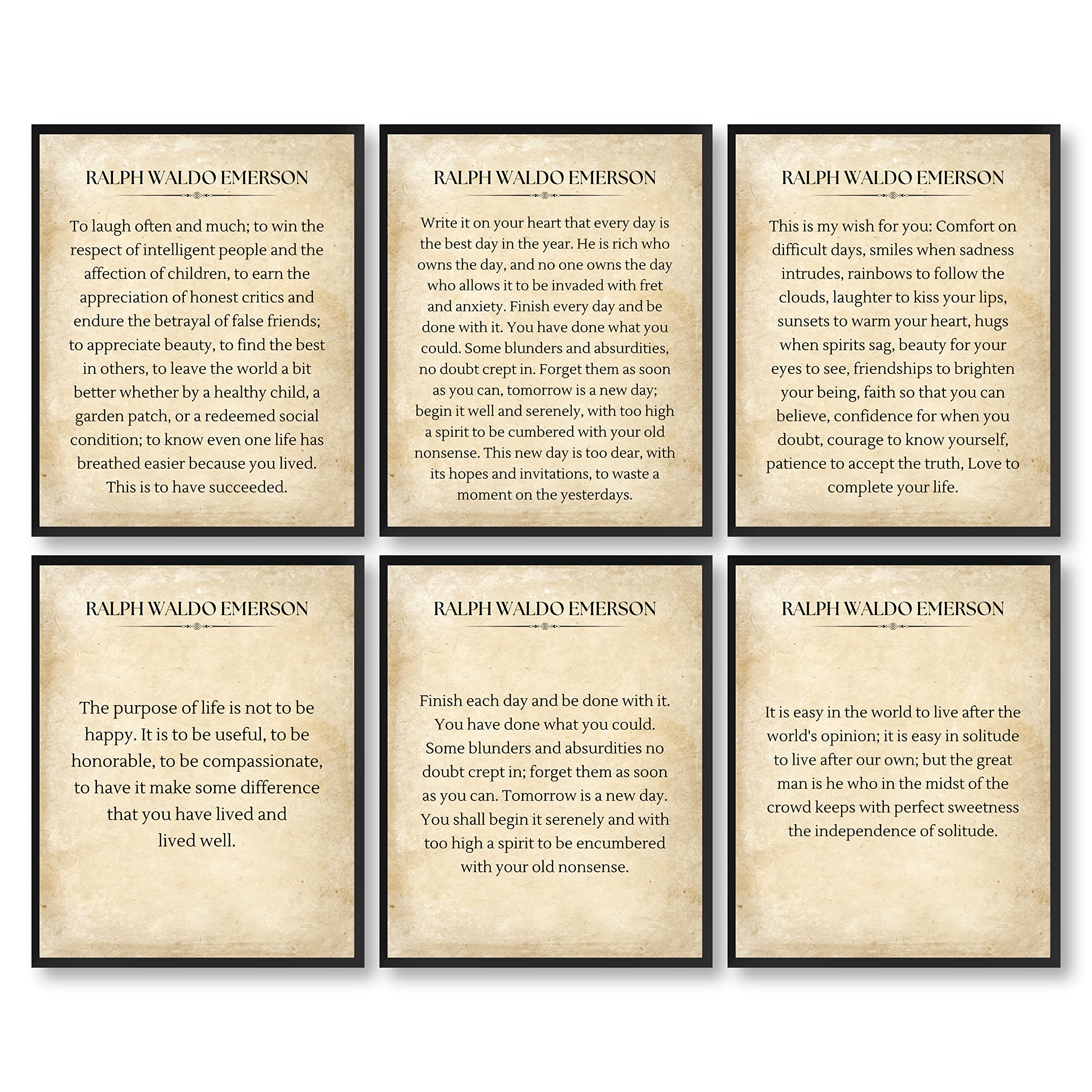 97 Decor Ralph Waldo Emerson Quotes Wall Art - Inspirational Literary Quotes Wall Decor, Finish Each Day Success Quote Literary
