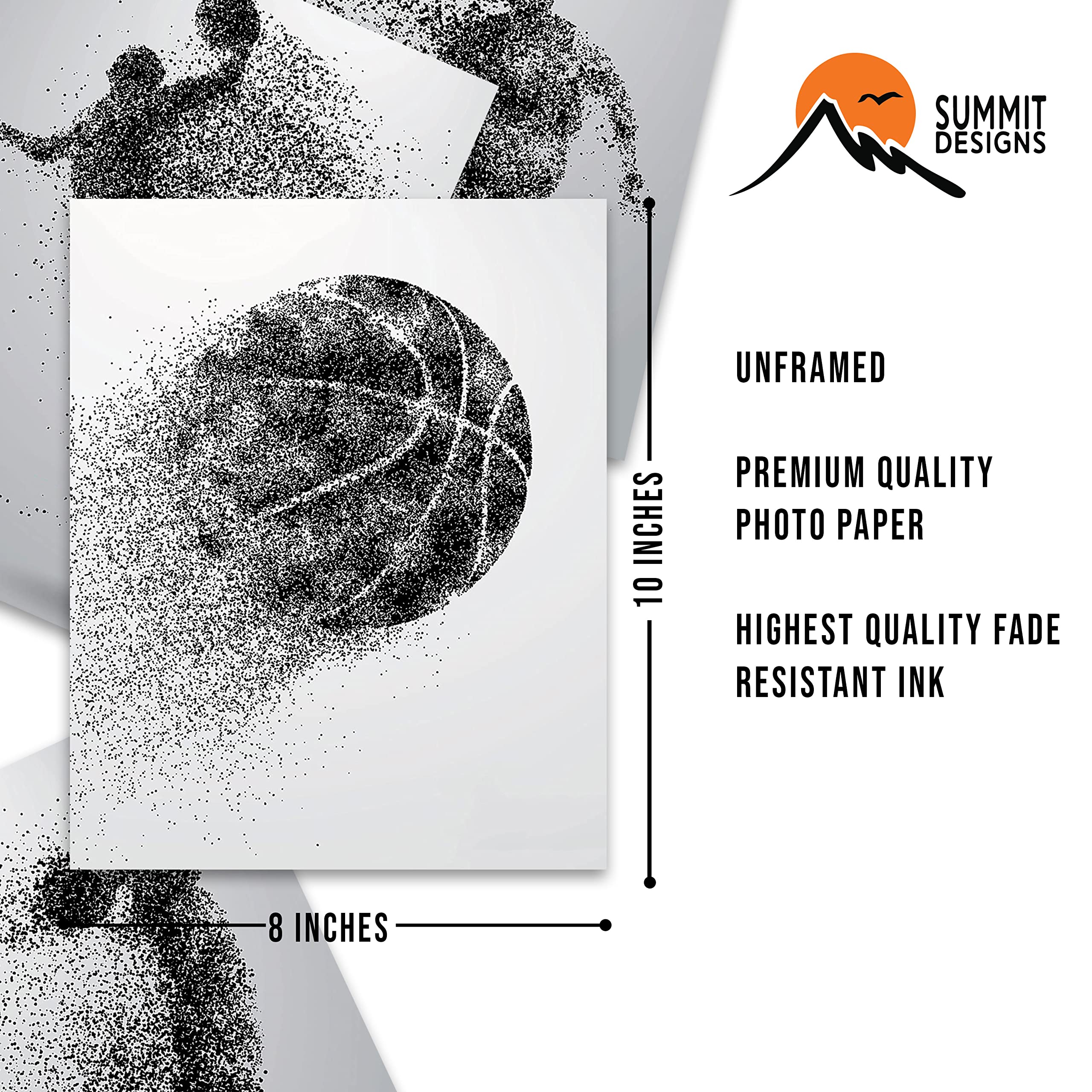Basketball Wall Art Prints Set of 4 (8x10) Unframed Basketball Posters Basketball Room Decor For Men Kids Teenagers Basketball Wall Decor Basketball Boys Bedroom Decor