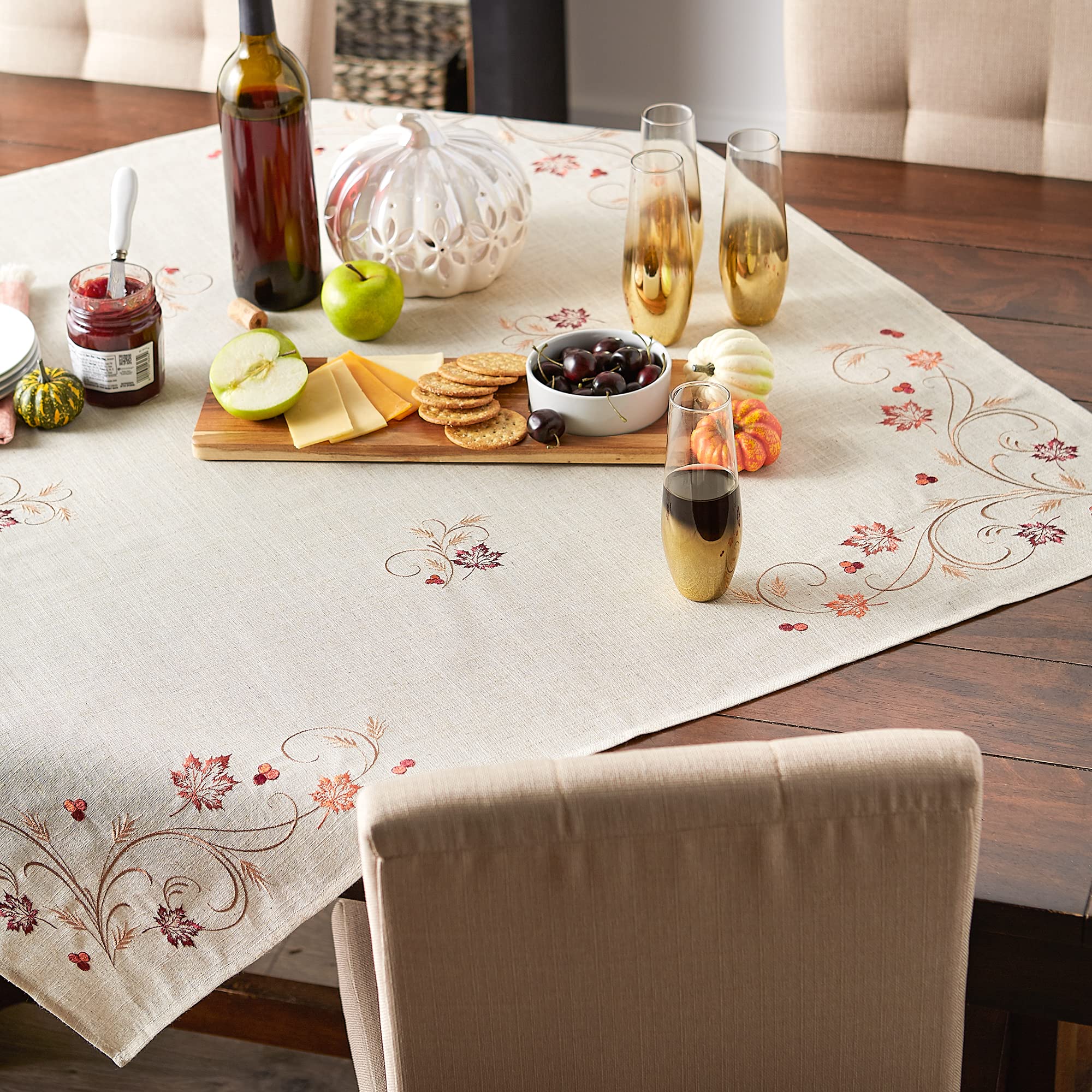 Dii Fall Table Decorations Indoor D  Cor, Thanksgiving, Table Topper, 40X40, Autumn Wheat