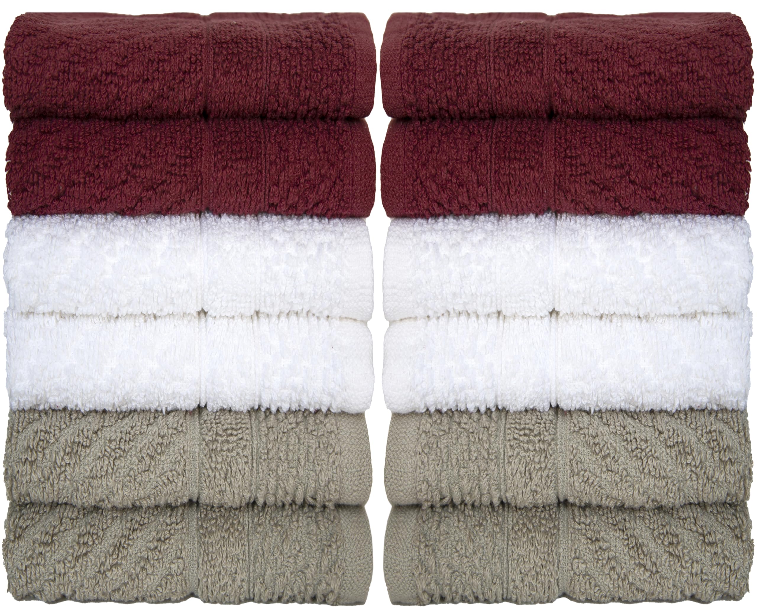 Ph Pleasant Home Diagonal Wash Cloths Set - 12 Pack (12    X 12   ) - 509 Gsm - 100% Ring Spun Cotton Wash Cloth - Super Soft An