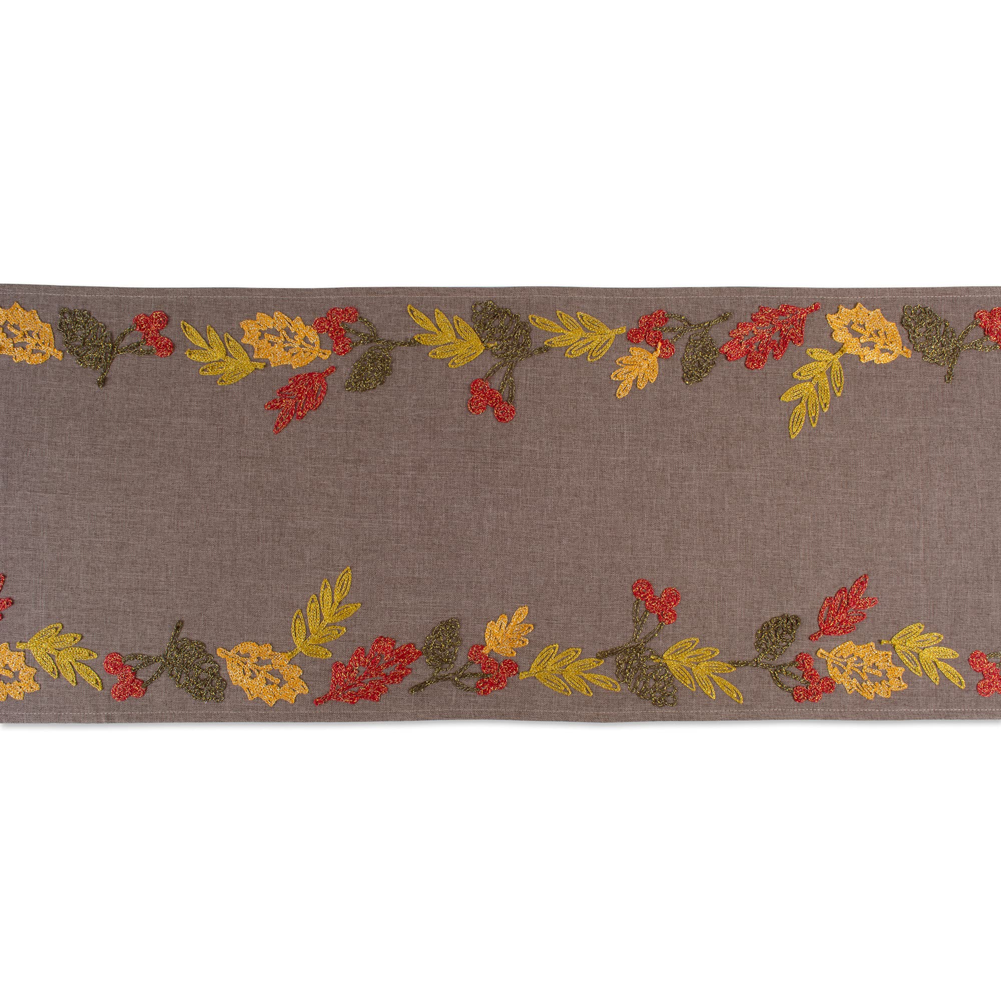 Dii Fall Table D  Cor Embroidered Tabletop For Thanksgiving Dining, Table Runner, 14X108, Shimmering Leaves