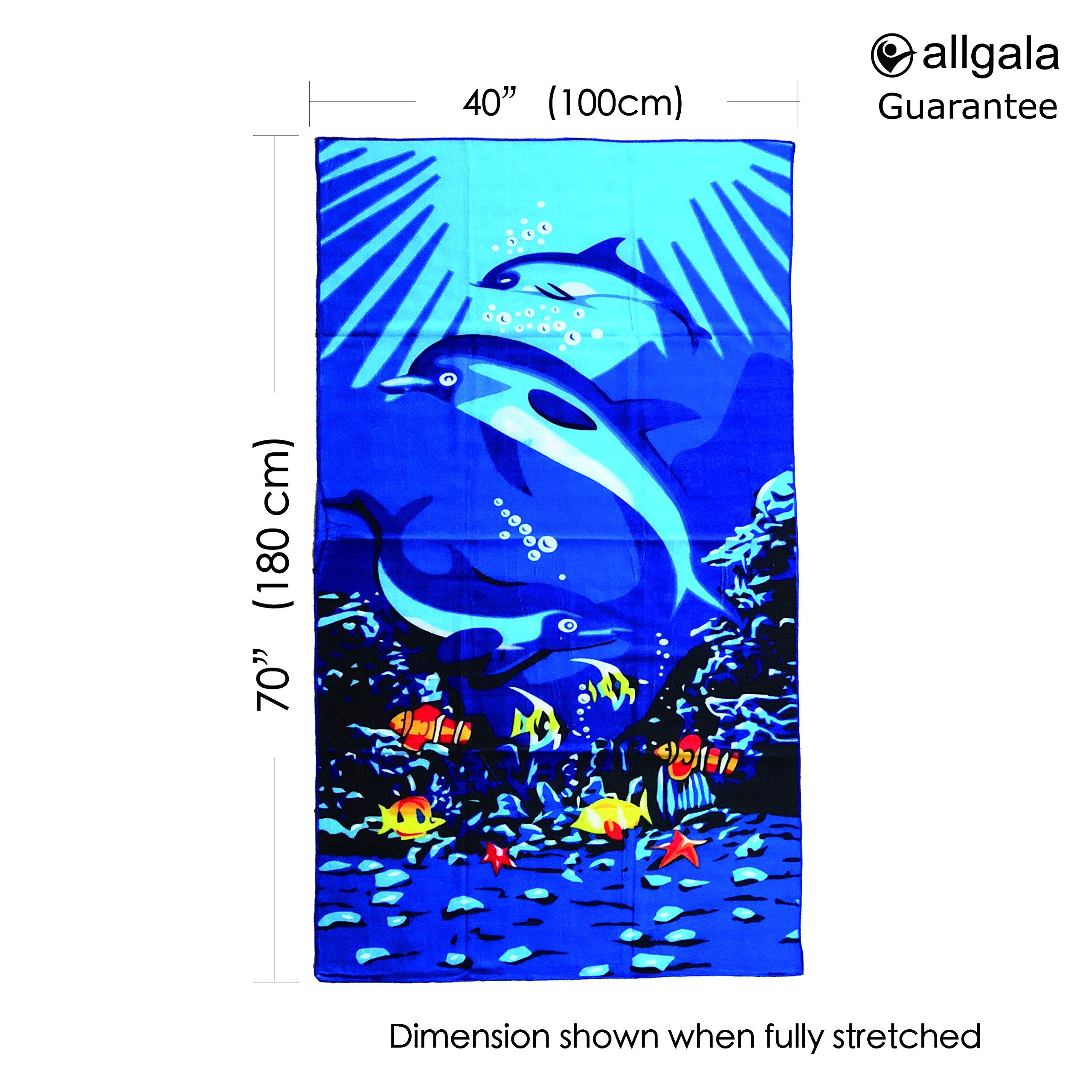 Allgala Oversize 40''X70'' Microfiber Beach Towel, Dolphin-Bt81107