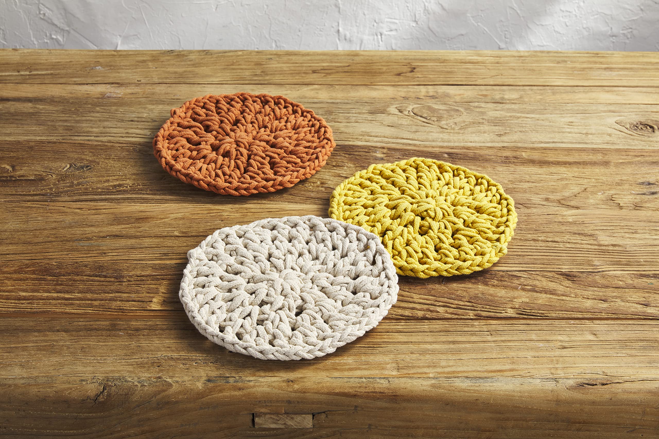 Mud Pie Knotted Cotton Trivet, 9'' Dia, Cream