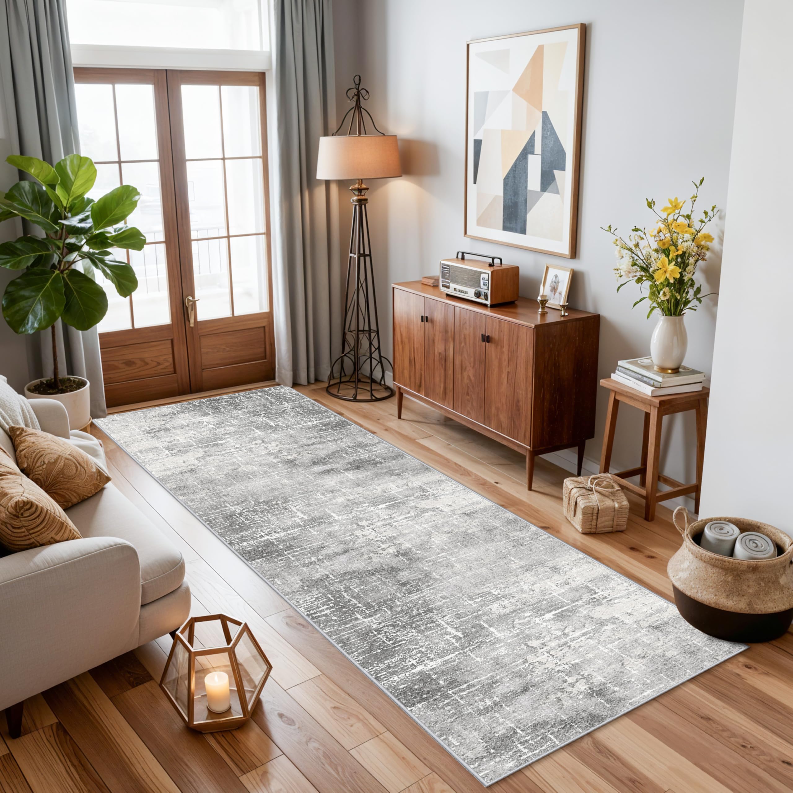 HY HAOYUNLAI Abstract 2x8 Runner: Washable Non-Slip 8ft Hallway Carpet Stain-Resistant Laundry Room Kitchen Area Rug Throw Entry
