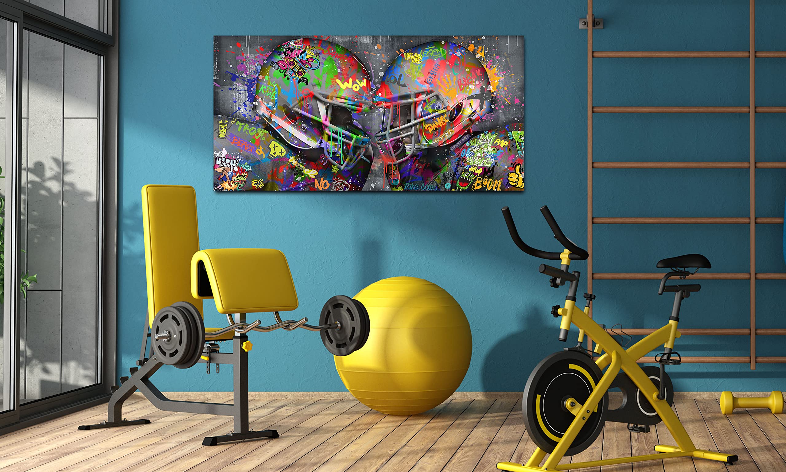 Sixttart American Football Posters Large Wall-Art For Living Room - Graffiti Rugby Ball Bedroom Decor For Teen Boys - Banksy Can