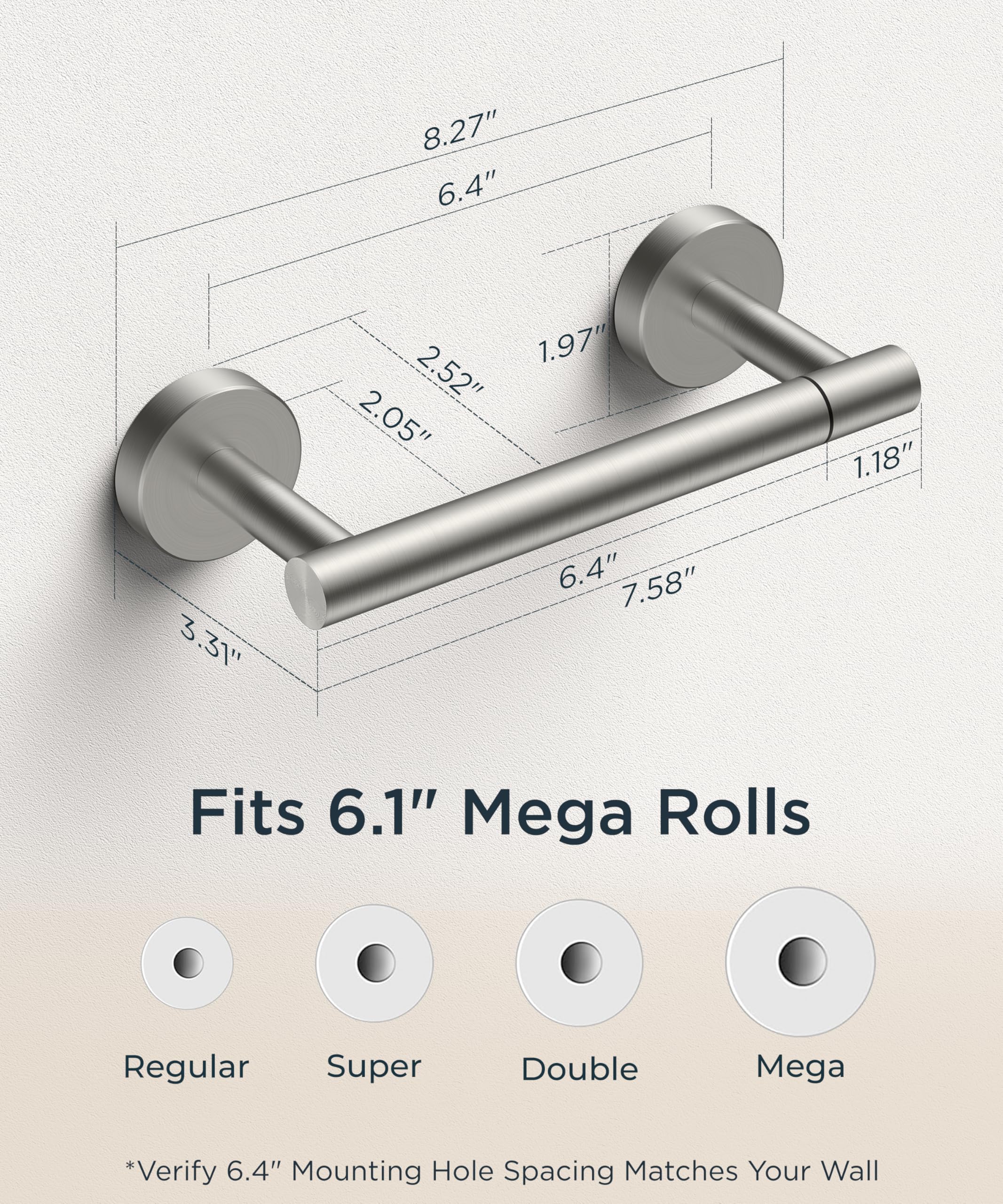 FORIOUS Brushed Nickel Toilet Paper Holder Wall Mount  Bathroom Toilet Paper Holder Brushed Nickel SUS 304 Stainless Steel  Double Post Pivoting Toilet Paper Roll Holder for Bathroom RV