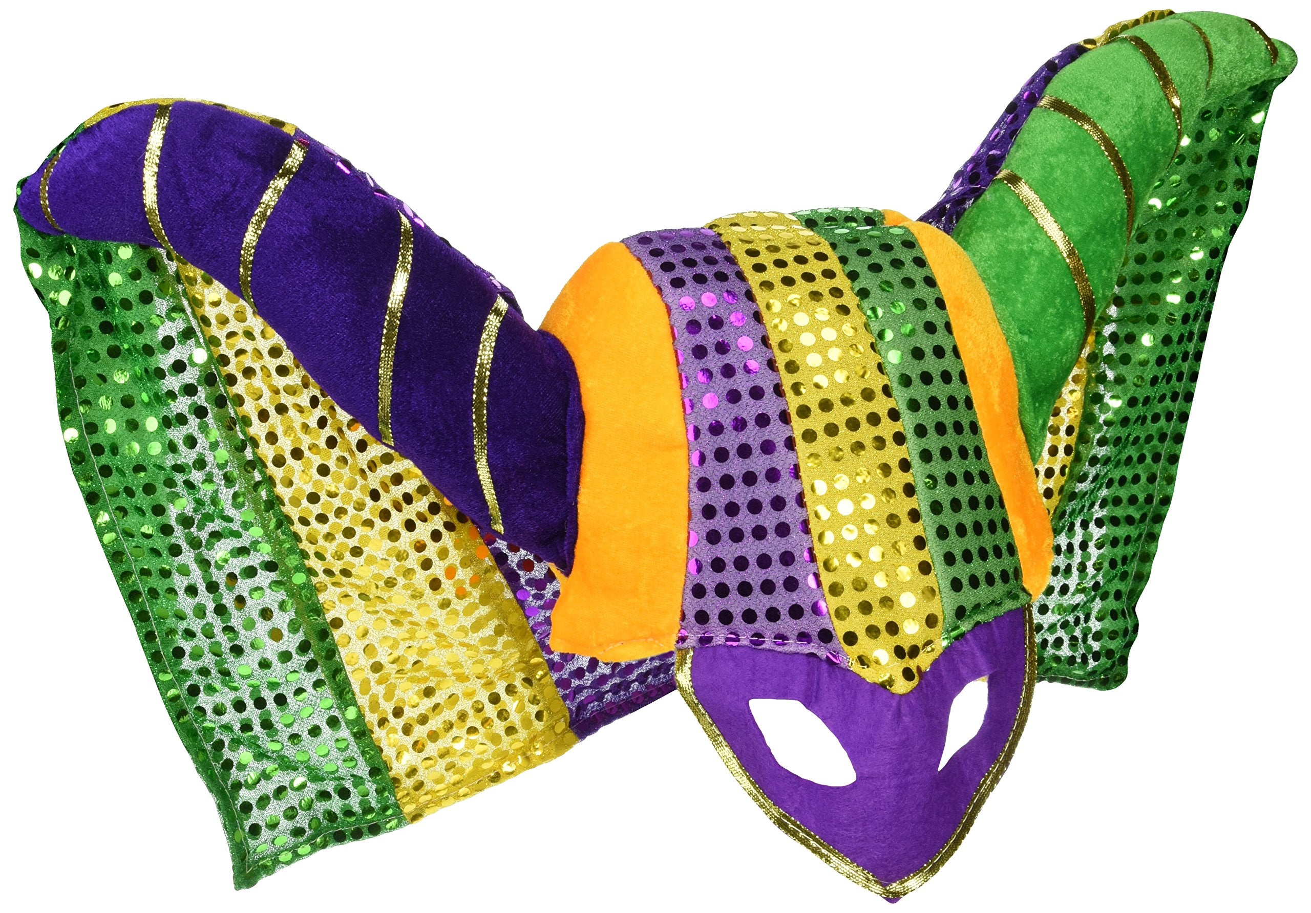 Beistle Masked Mardi Gras Hat W/Sequined Drape